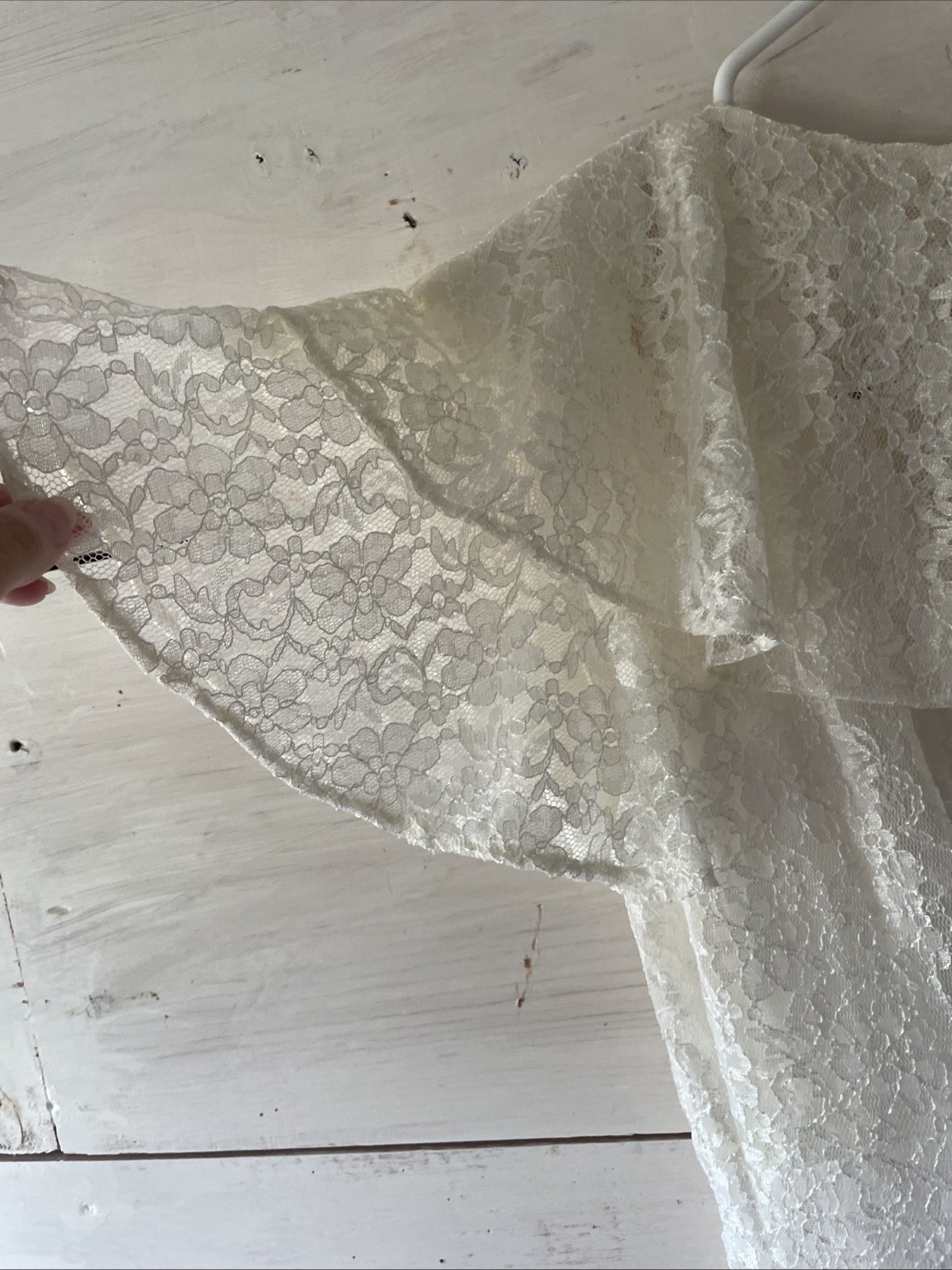 Long White Lacey 1996 Vintage Wedding Dress Sarah Richards Boho Victorian
