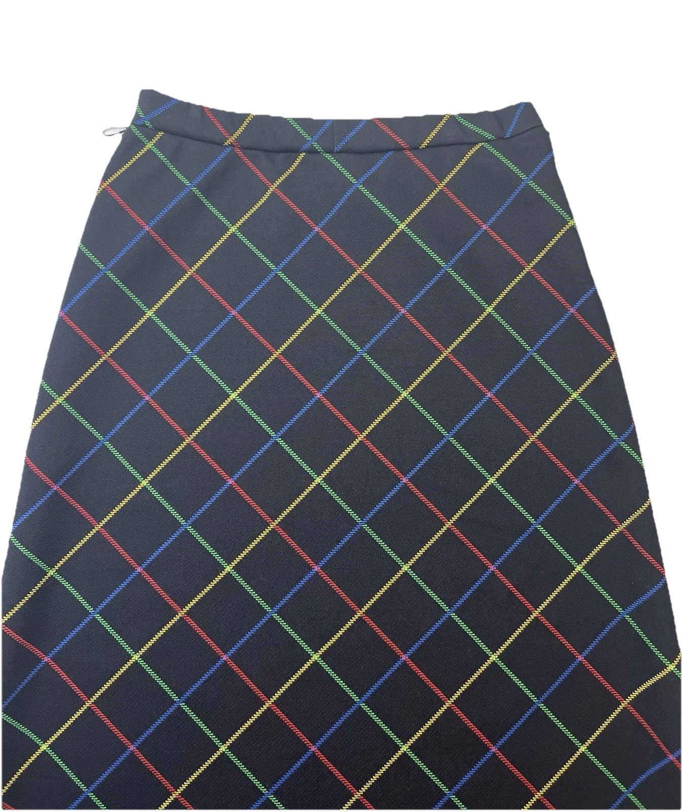 Vtg Donnkenny 9/10 Black Rainbow Maxi Skirt Windowpane 28″ Stretch Waist Pride
