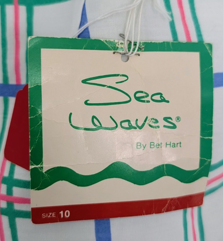 Vintage 70s 80s Sea Waves 2pc Swimsuit Playsuit Beach Retro Pin-Up NOS Resort