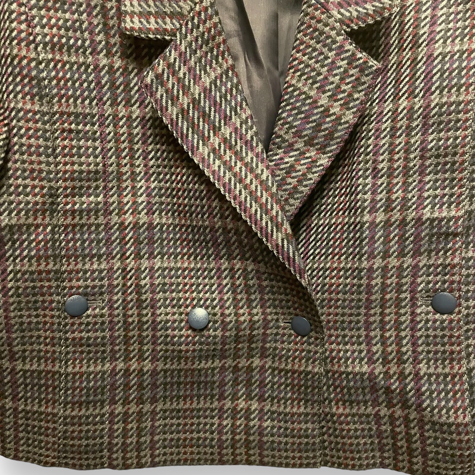 Vintage 90’s Hyphen Blazer Pattern Gray Maroon Purple Green Women’s Size 14