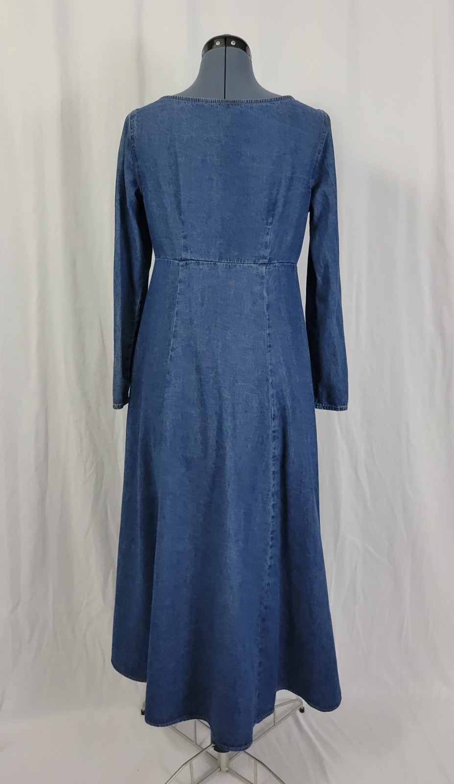 Vintage Moda Int’l Raised Waistline Button Down Flared Denim Dress Size 8