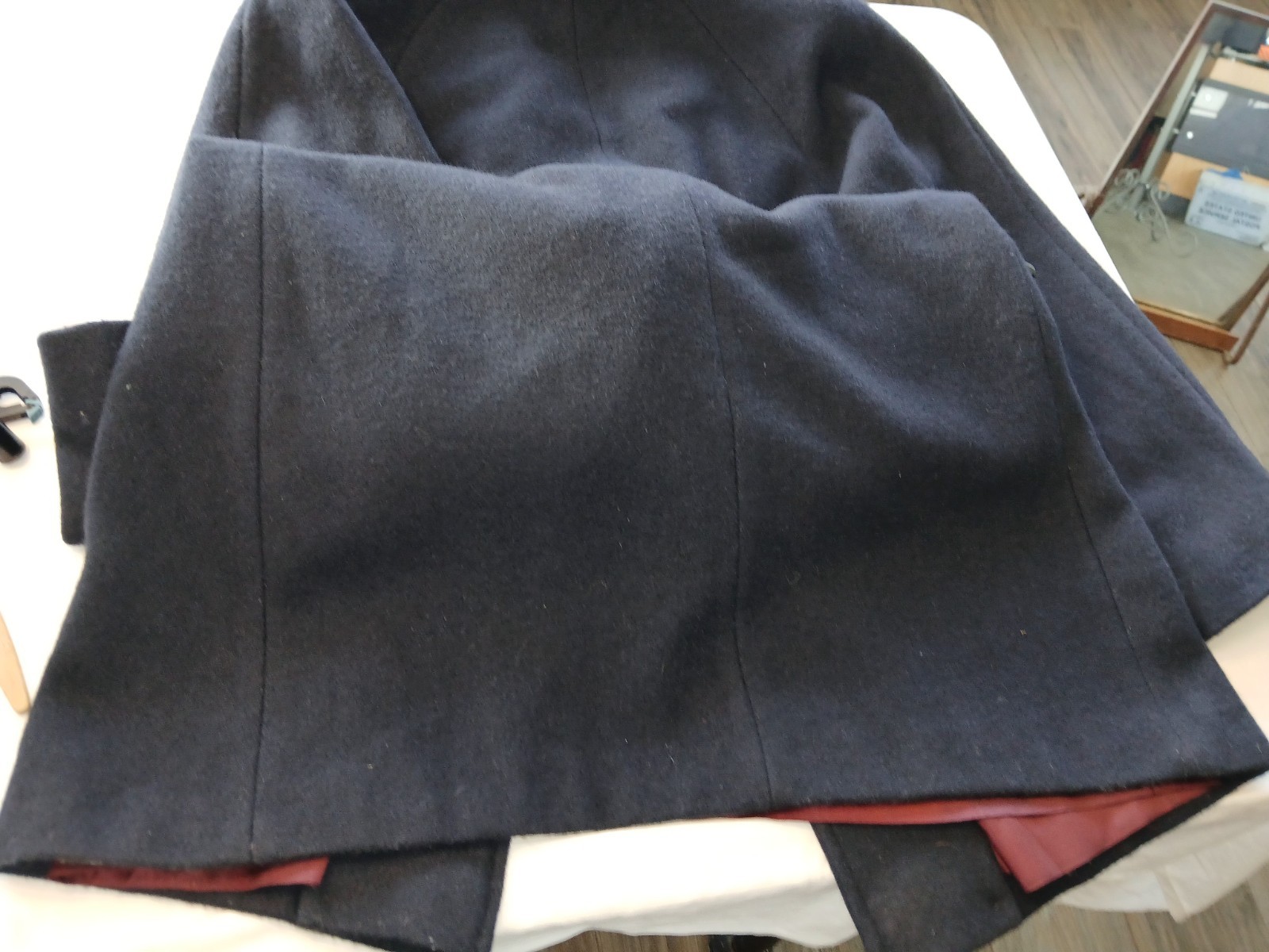 Vintage Women’s Dark Blue Wool Coat W Brown Faux Fur Collar Made In Usa, Size 6