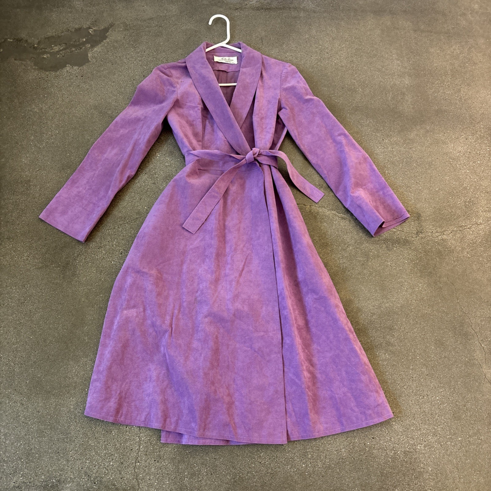 Vintage 70’s Mollie Parnis Purple Ultra Suede Trench Coat S/M