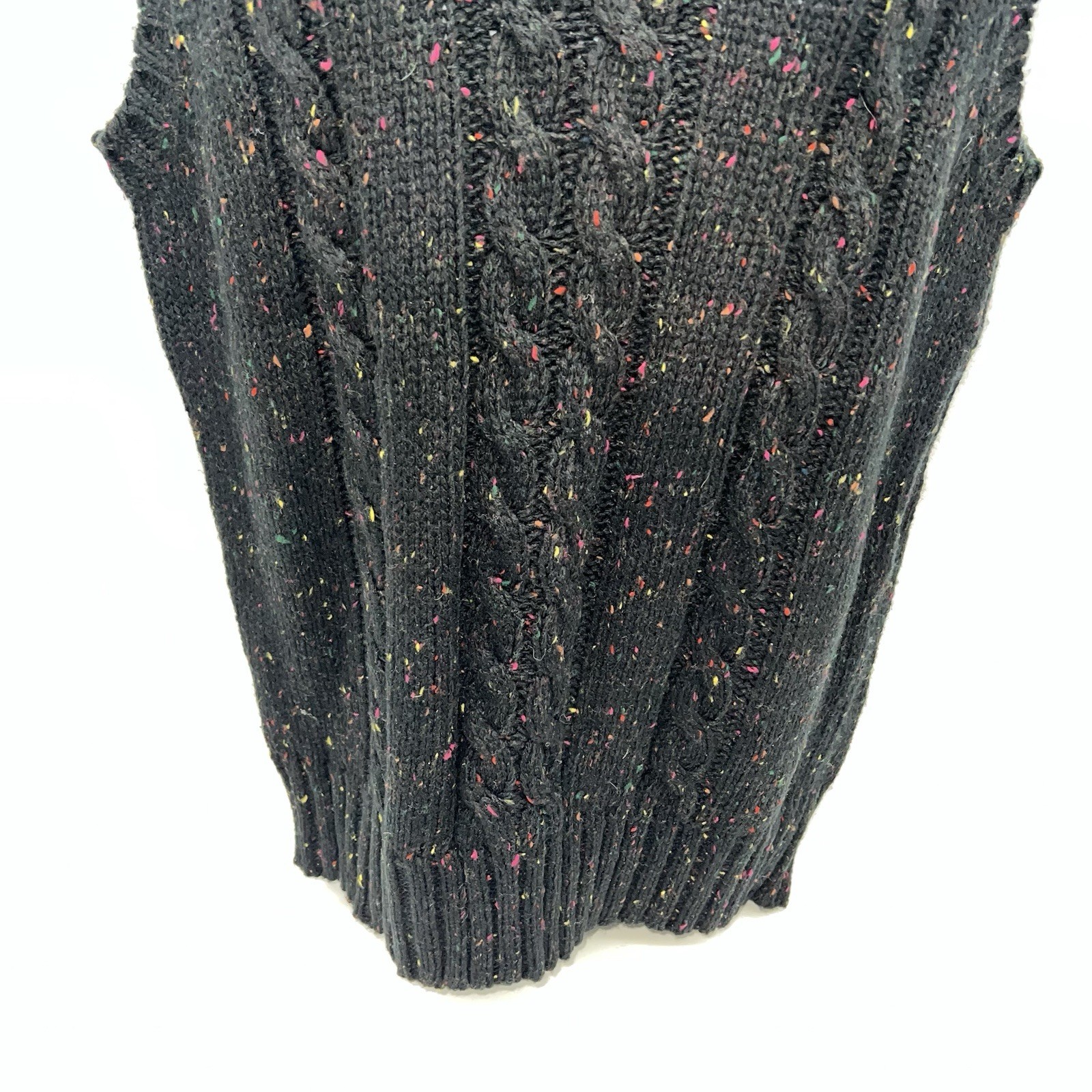 VTG 70s Y2K Unisex Campus Black/Confetti Colored Knit Sweater Vest Size M