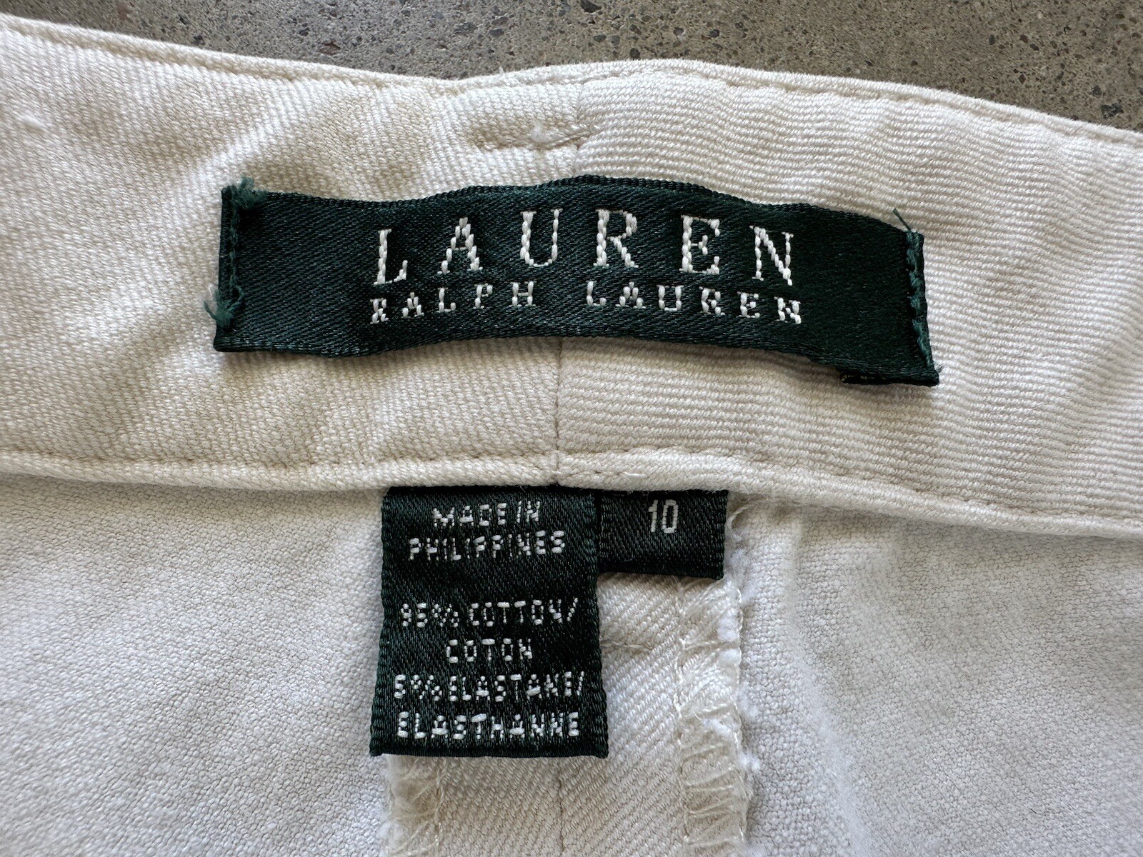 Vintage Polo Ralph Lauren White Cotton & Elastane Pleated Back Pants Sz 10