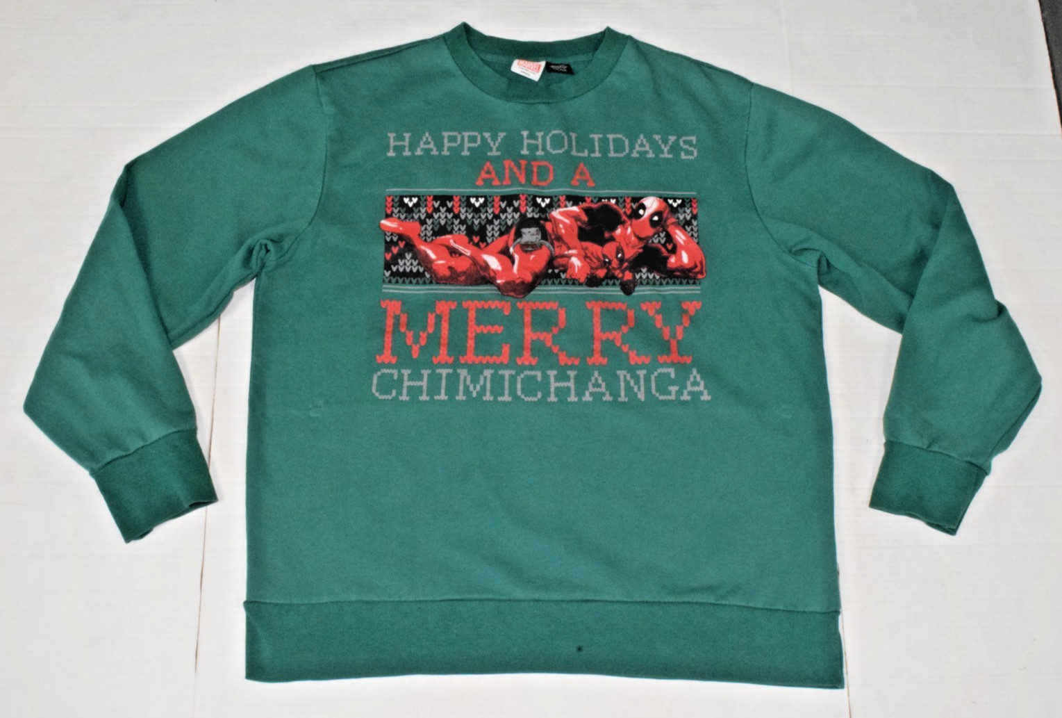 Vintage Sweatshirt Deadpool Merry Chimichanga Size L Y2K Mad Engine Marvel