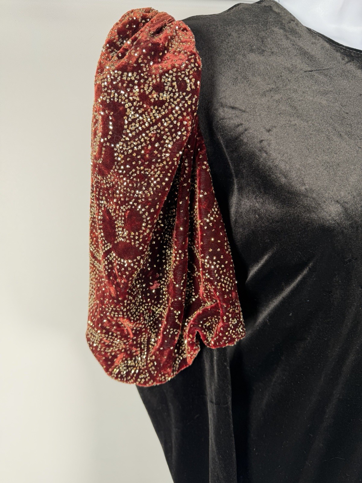 Vintage 80s David Brown Neiman Marcus Velvet Sequin Sleeve Gown