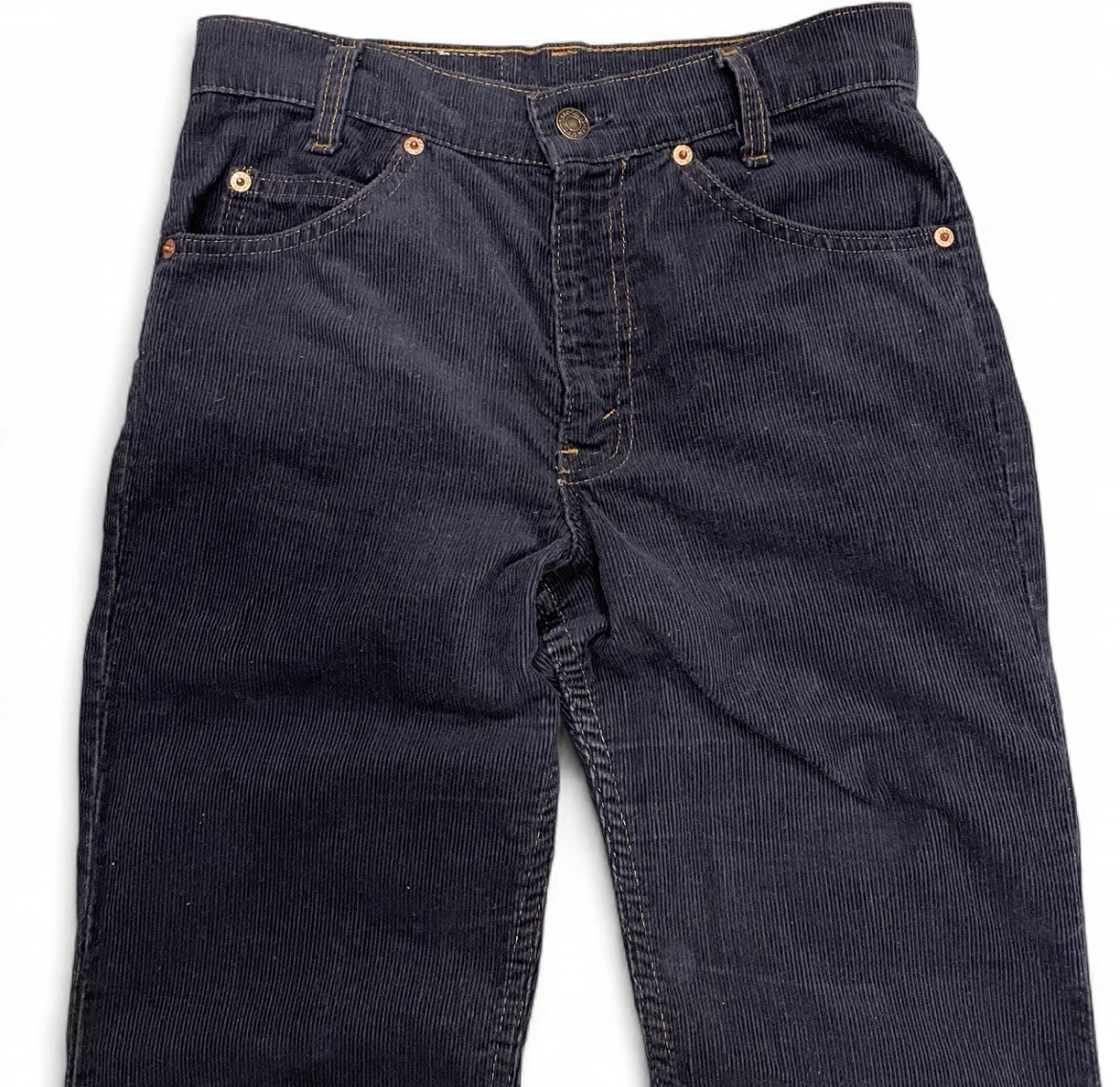 Vintage 70s Levis Orange Tab 716 Student Blue Corduroy Pants 28×32
