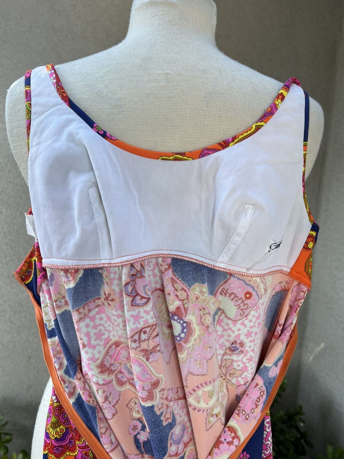 Vintage Maxi Dress By Catalina inc colorful resort wear sz S Mod Print