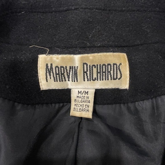 VTG 90s Mark Richard’s Wool Cashmere Taylored Black Peacoat Minimalist Goth M