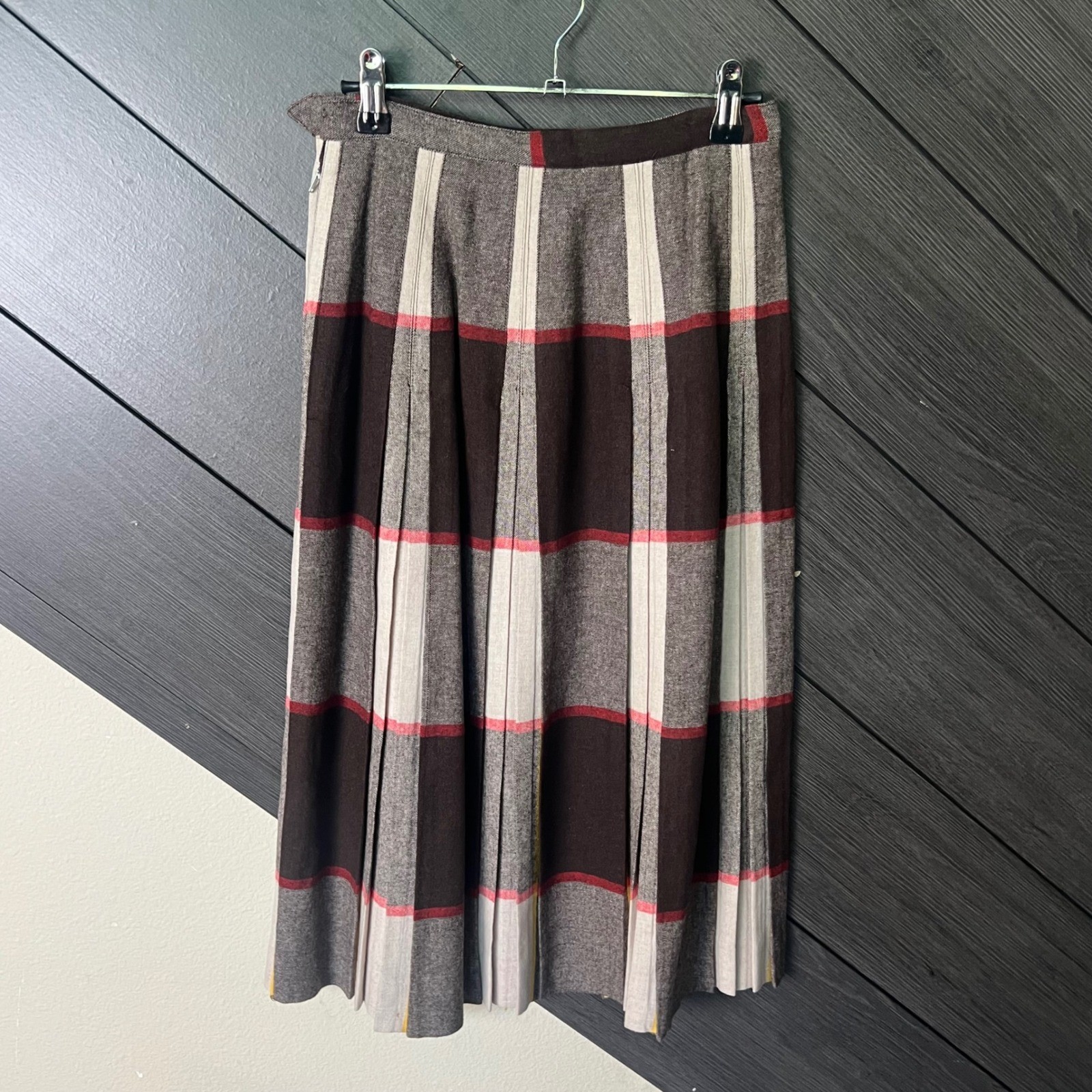 Barbara Field Joyce Of Chicago Vintage Wool Plaid Pleated Skirt Size 12