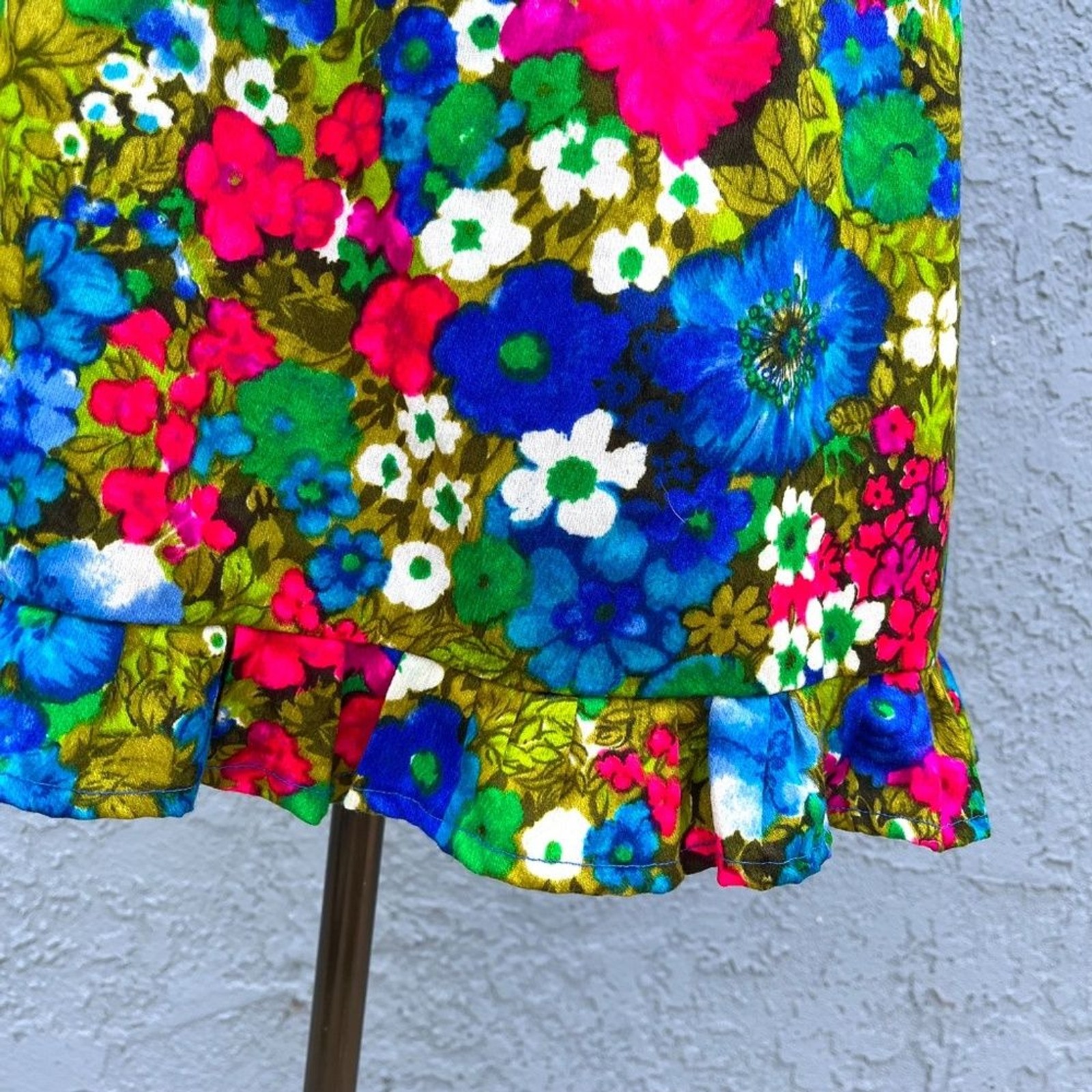 1970s Mod Dress Petite XS Floral Flower power Hippie groovy mini