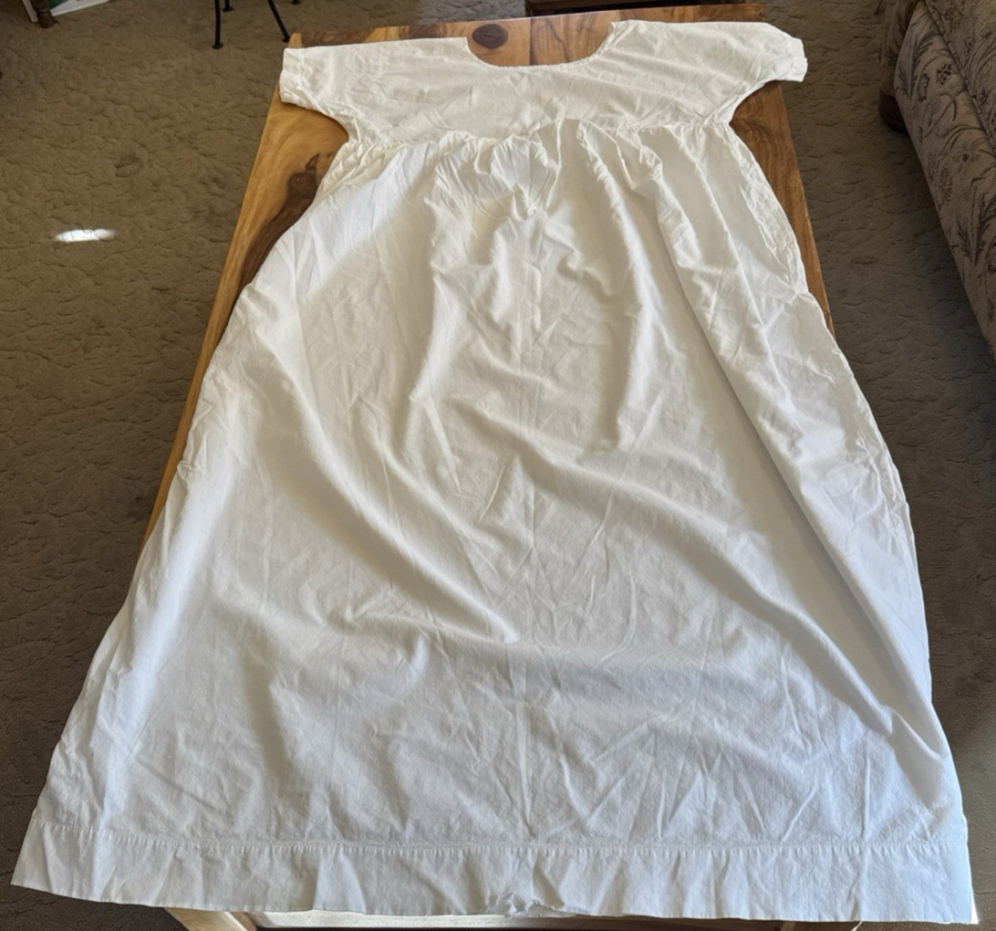 Reenactment Cotton White Night Gown Undergarment With Damage