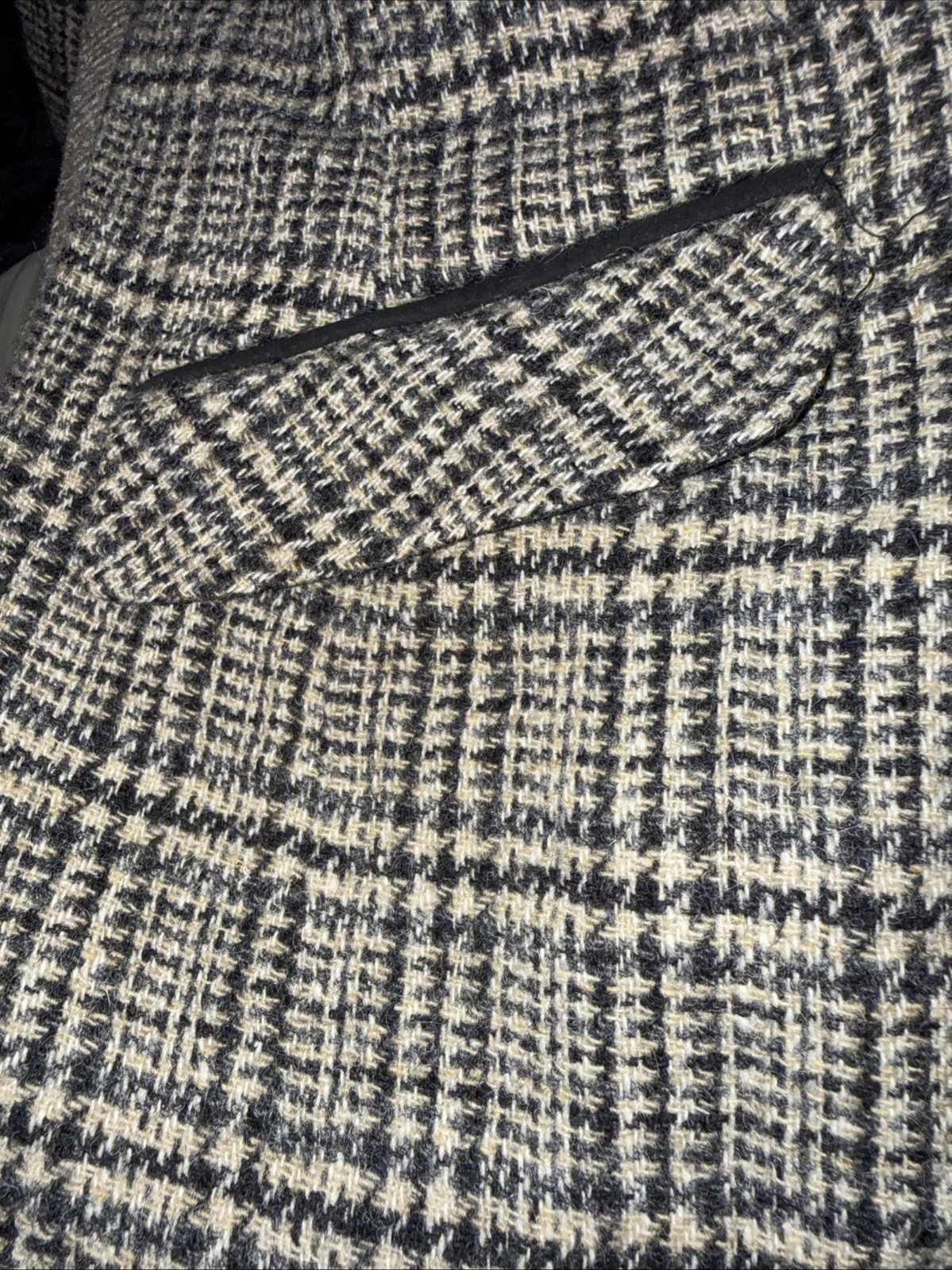 VTG David N 1980s Blazer Black White 100% Wool Velvet Collar And Buttons Sz 14
