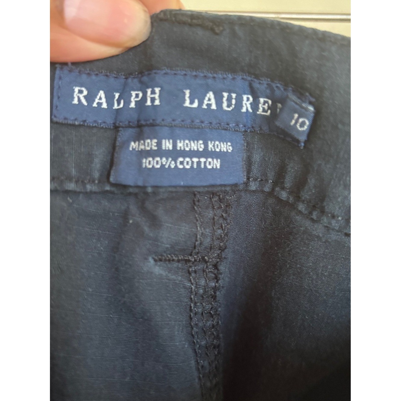 Vintage Ralph Lauren utility cargo pants with striking cobalt blue zipper accent