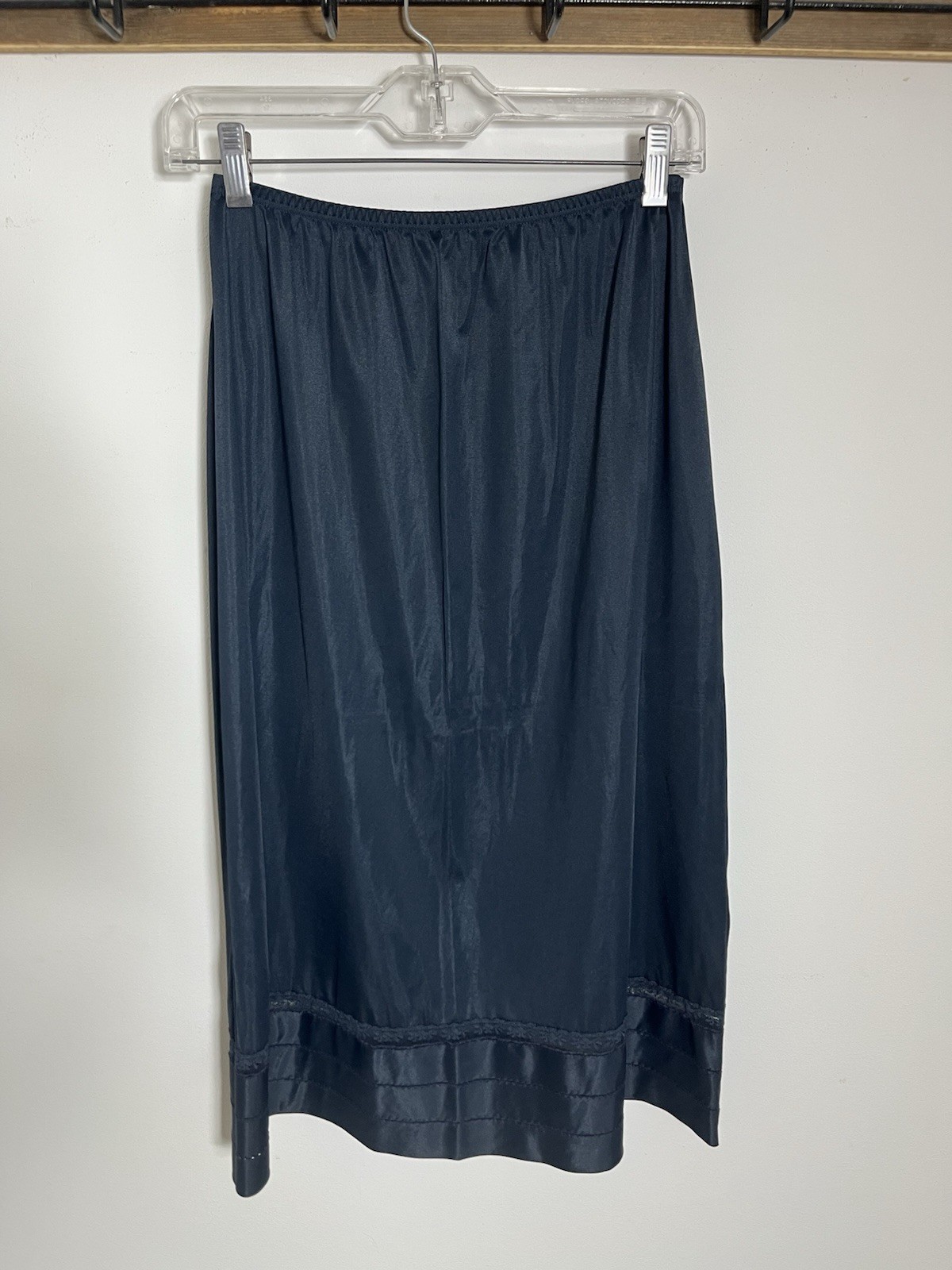 VTG Cotton & Satin Pink Camisole Top & Long Tiered Slip & Long Navy Satin Skirt