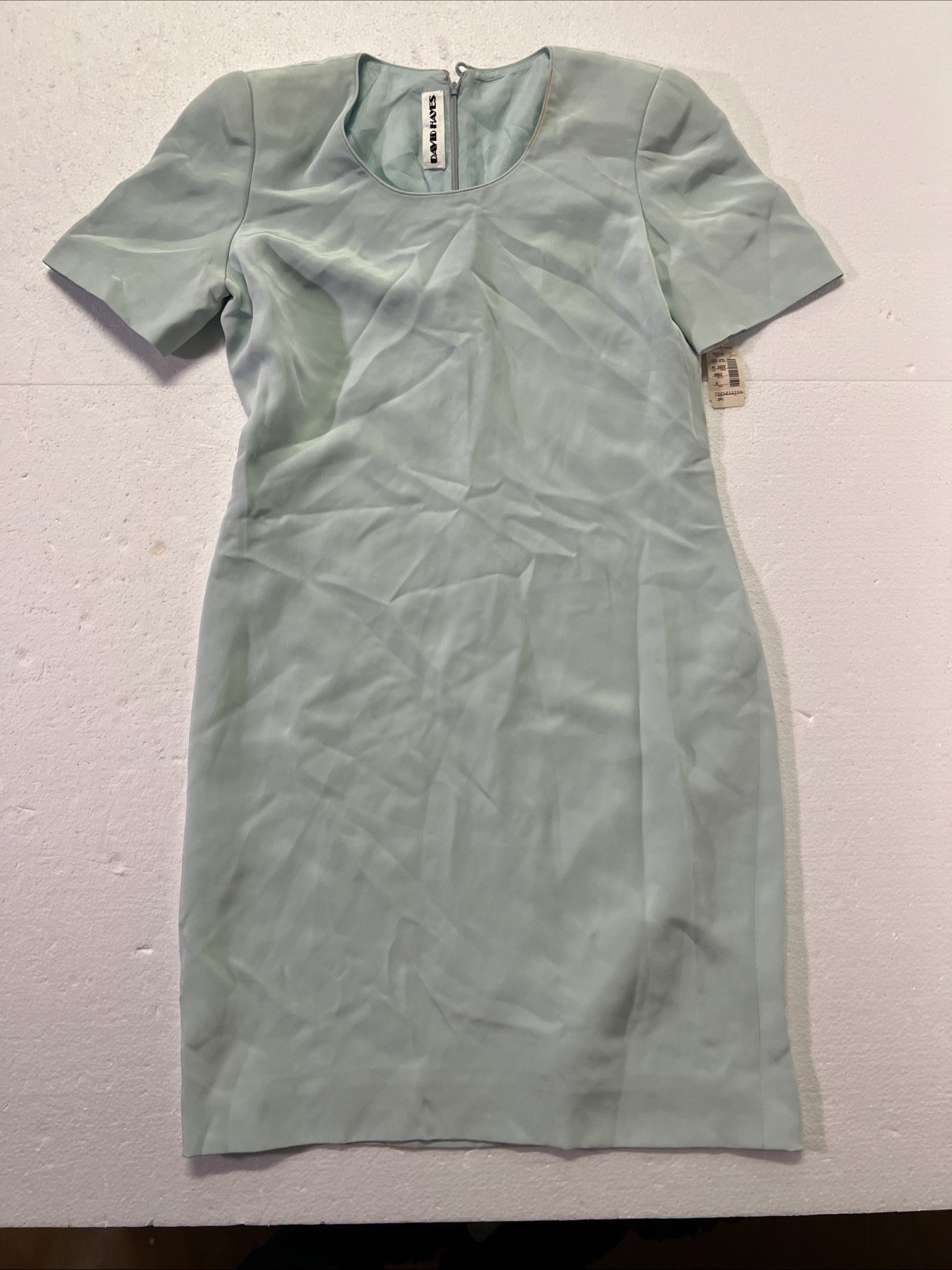 VINTAGE 80’s Saks Fifth Ave David Hayes Dress Flawed Mint Green Silk Sz 6