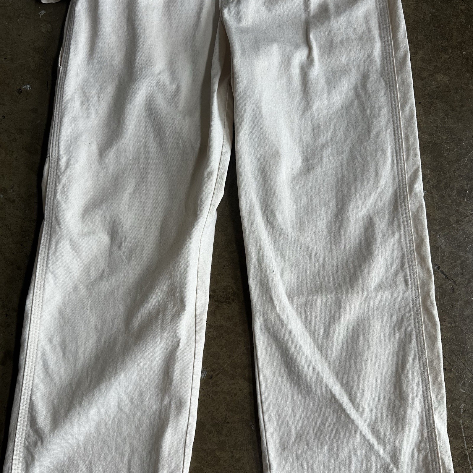 Vintage 80’s Dee Cee Cotton Canvas White Carpenter Pants | Size 26×36