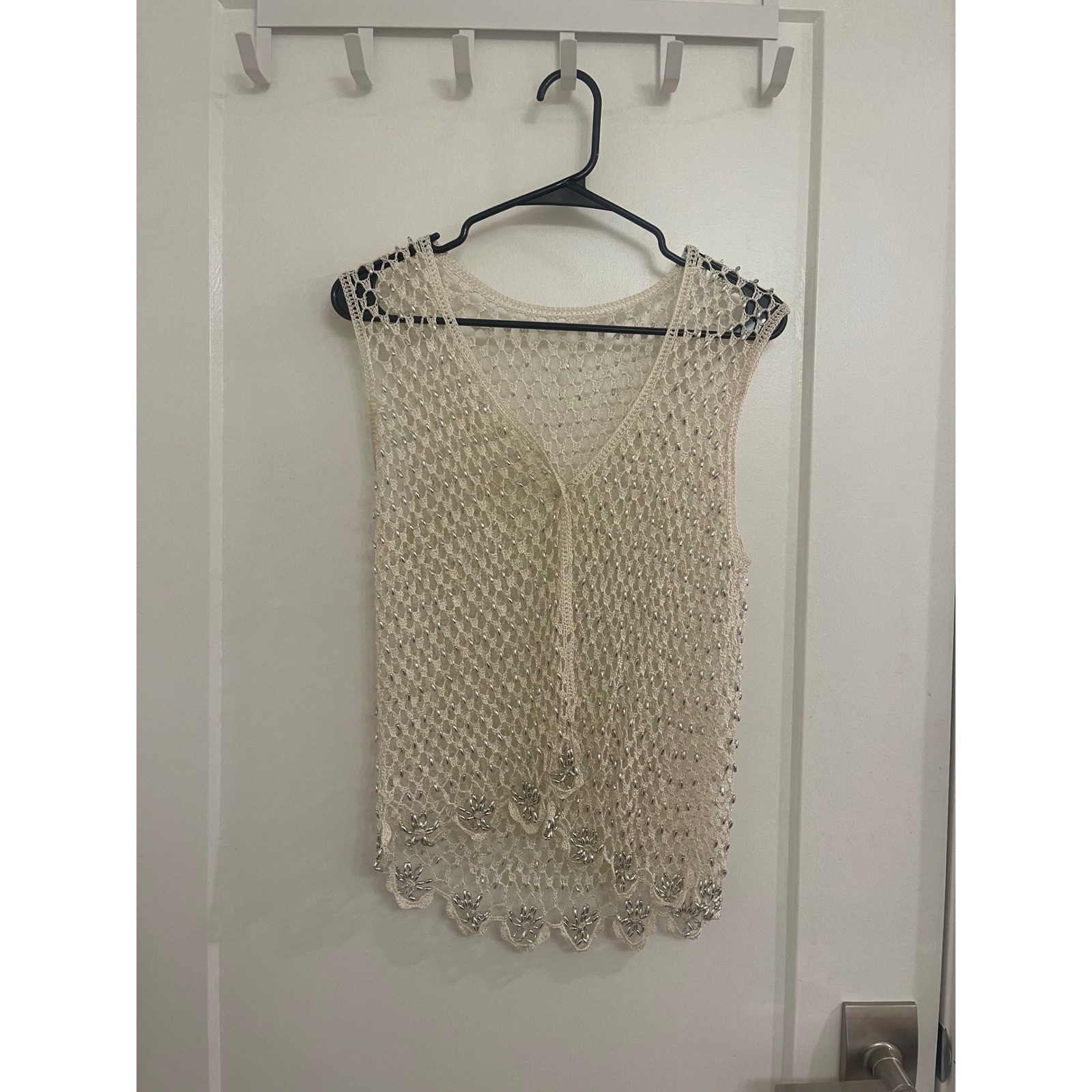 Vintage Y2K Beaded Crochet Euro Italian Cardigan Festival Chic Summer