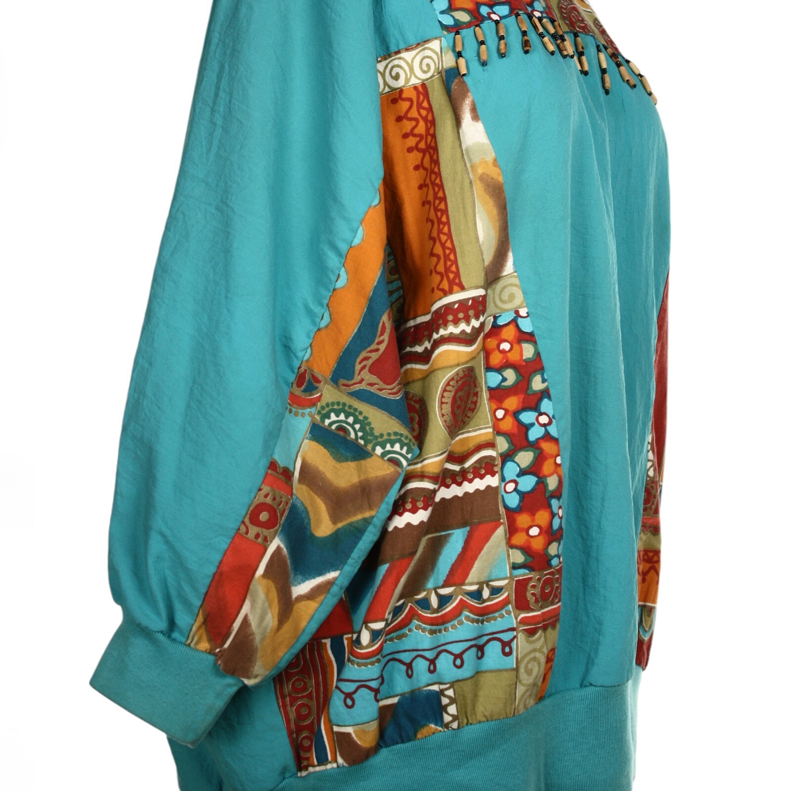 Vintage Silver Threads Pullover Top Turquoise w Beading Plus Size XL – Hey Viv