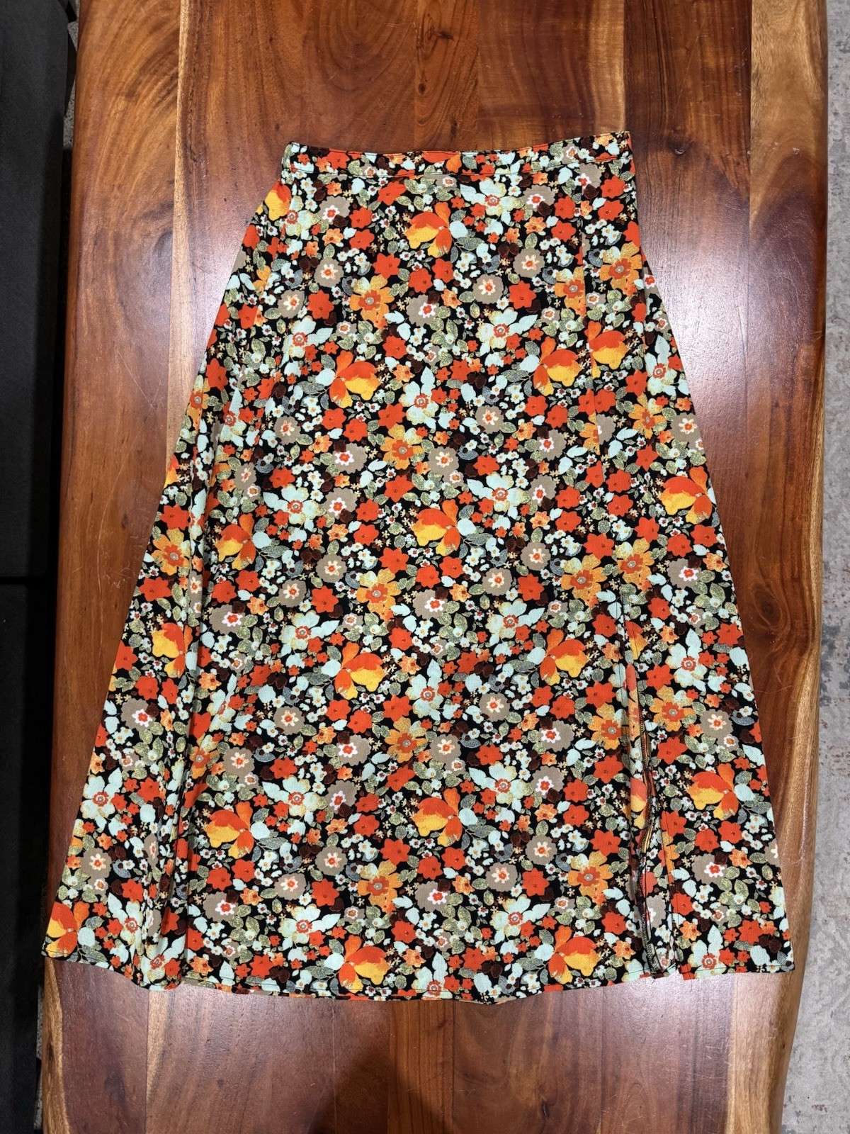 Vero Moda Floral Top & Skirt Set XS S Orange Black Beige Green White Polyester