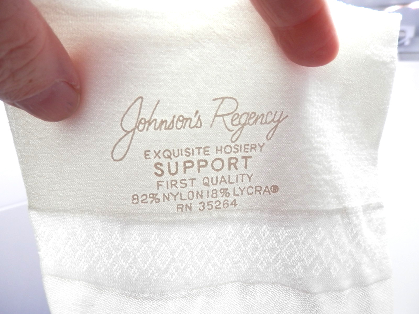 Vintage 50s Johnson’s Regency Seamless Stockings • Thigh High XL White 32″ NOS