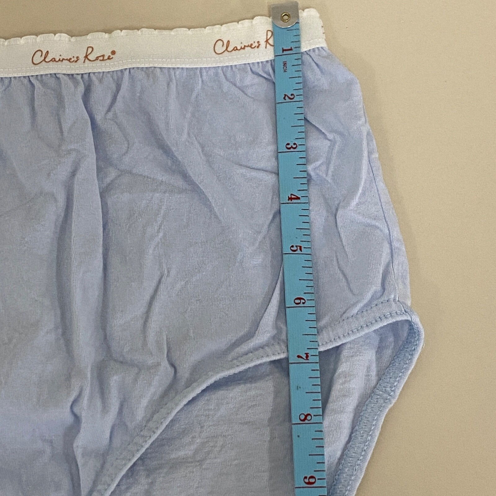 Vintage Granny Panties Size 8 Blue Cotton Briefs Claire’s Rose Elastic Waist