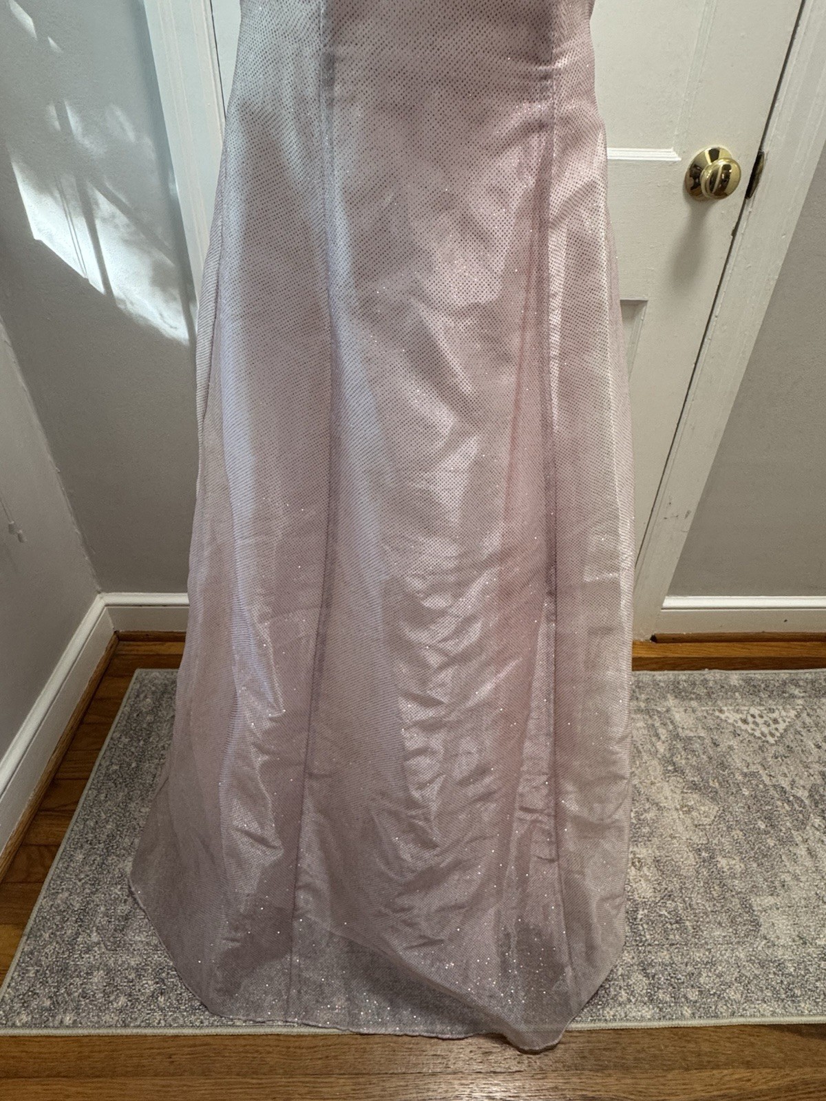 Vtg Roberta Pink Glitter Gown Y2K Strapless Shimmer Prom Dress Made in USA 5/6