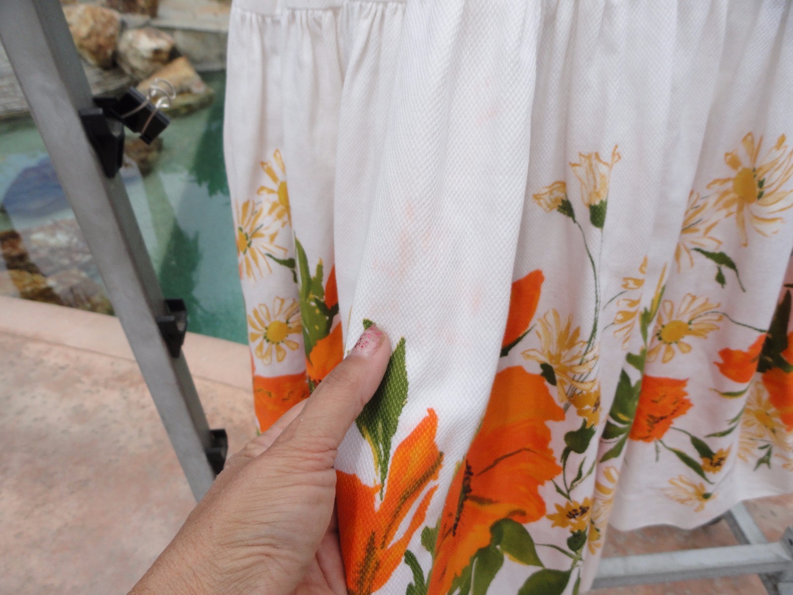Vintage 50s dress pinup VLV bombshell 35 bust 26 w full skirt poppies cotton