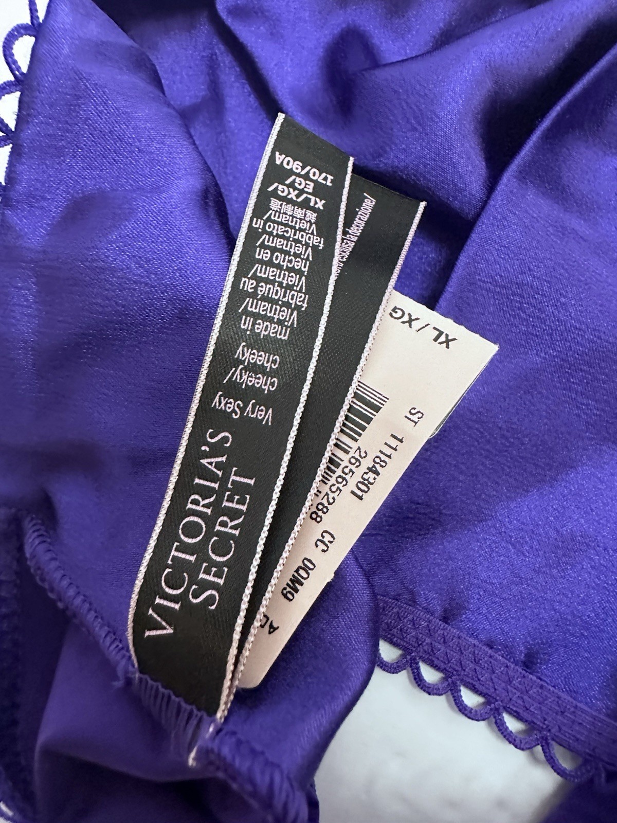 Victorias Secret XL Very Sexy Cheeky panties purple satin open back door w/ bow