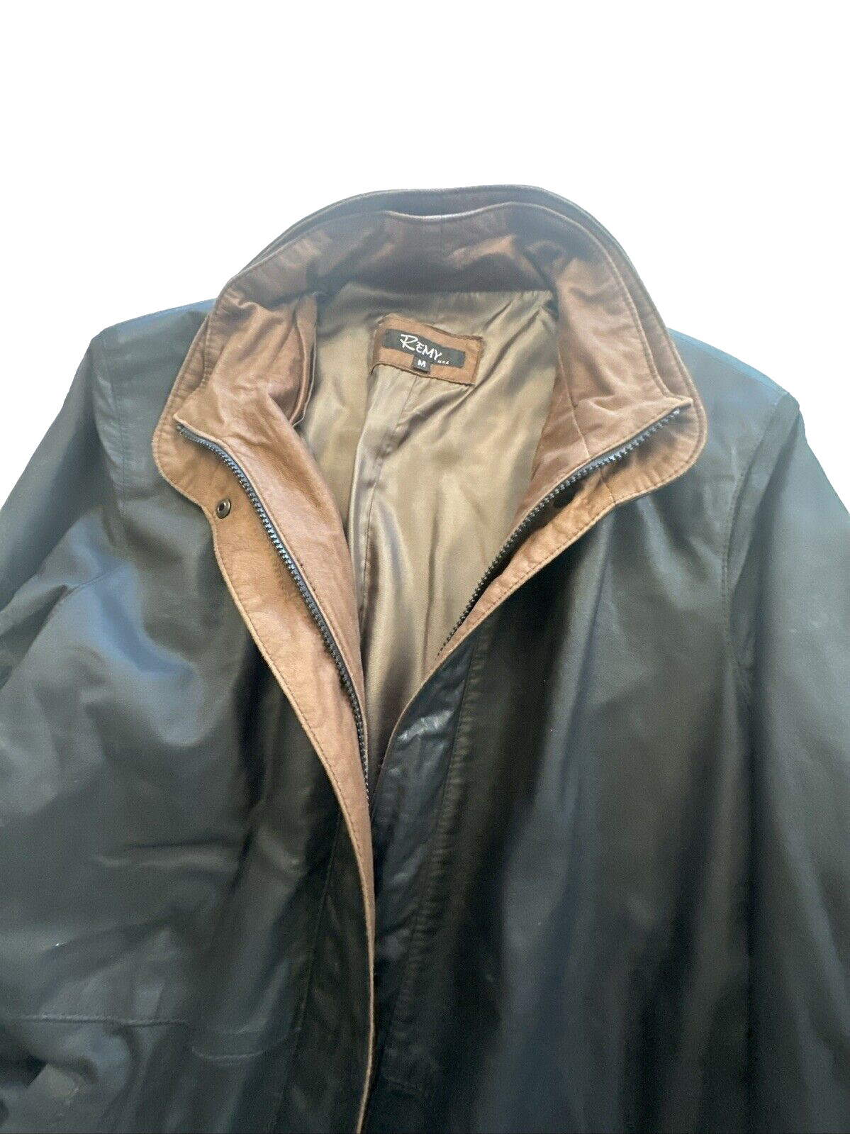 Remy Soft Leather Coat Jacket Drop Waist Black Women’s Size Medium Vintage