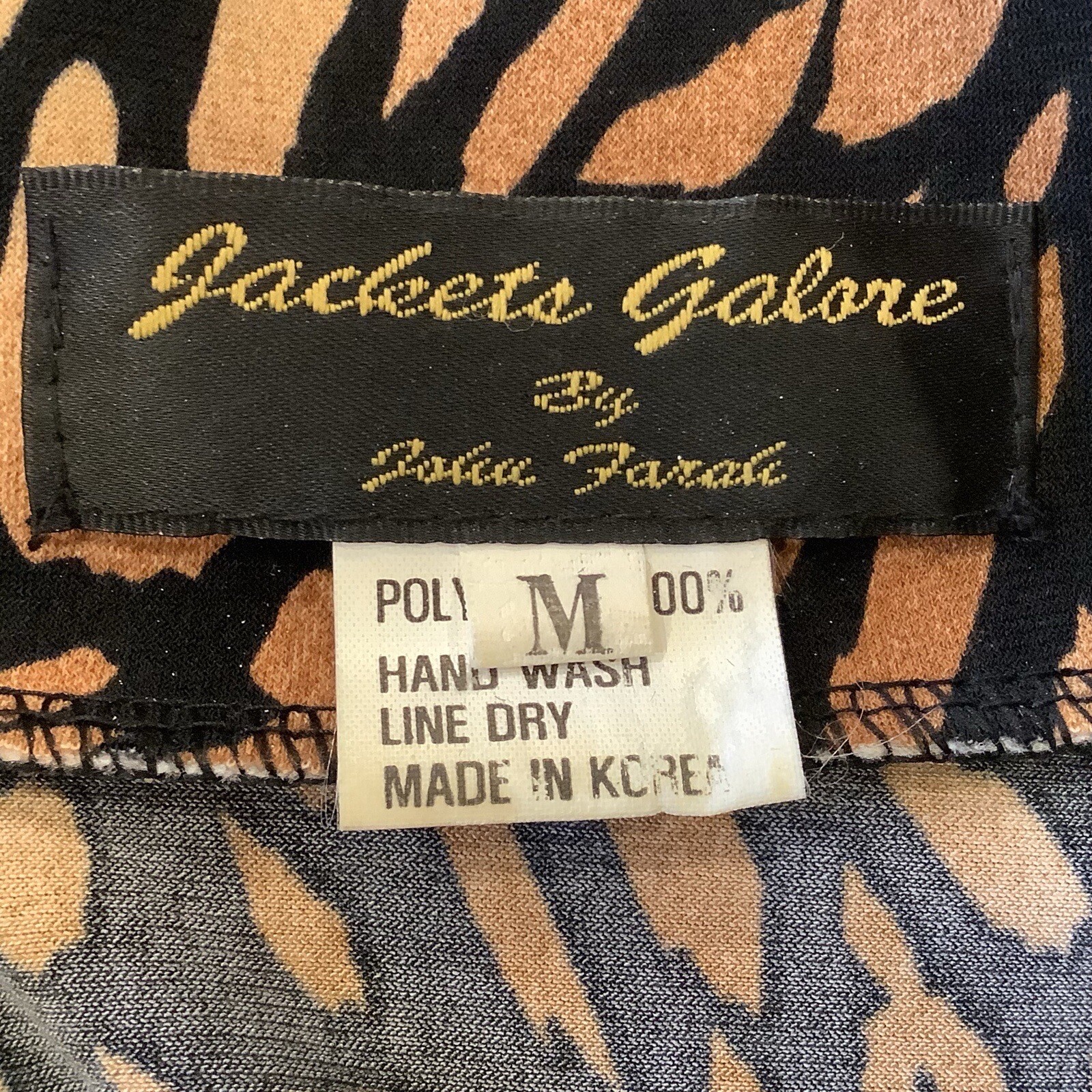 Vtg Jackets Galore By John Farah Top Large Leopard Tiger Print Bling 3/4 Sleeves