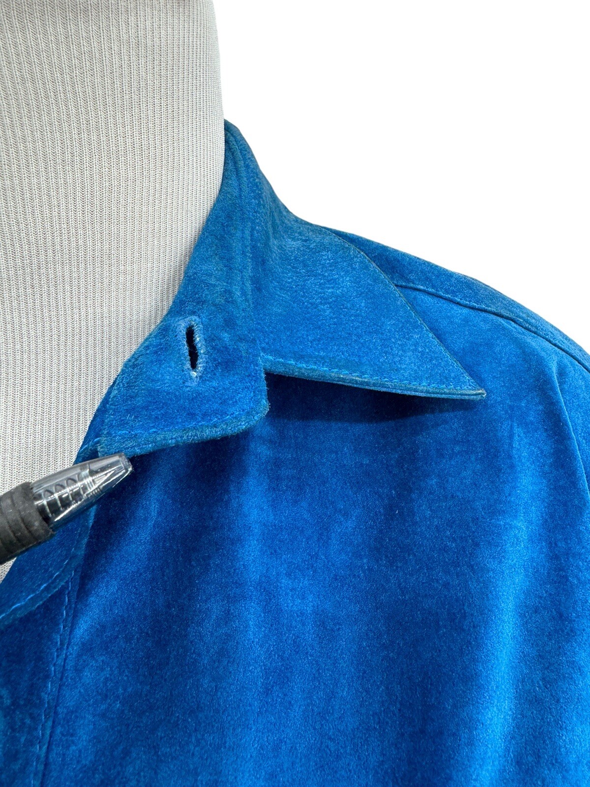 Vintage PIA RUCCI Blue Suede Belted Long Sleeve Shirt Dress Womens Size 10