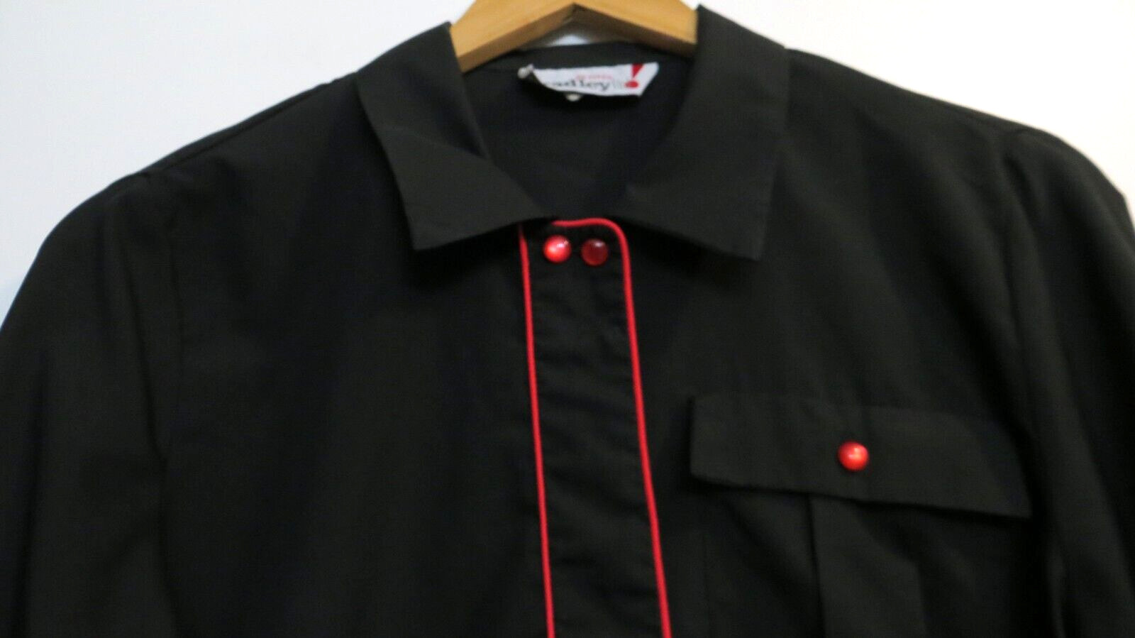 Vintage Bradley Ltd Shirt Womens Medium/Large Black Red Button Up Long Sleeve