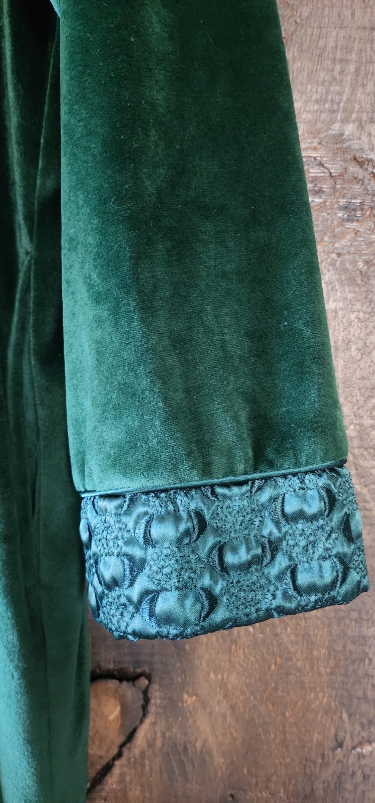 Vintage Crowntuft Emerald Green Velvet Zippered Robe Pockets XXL