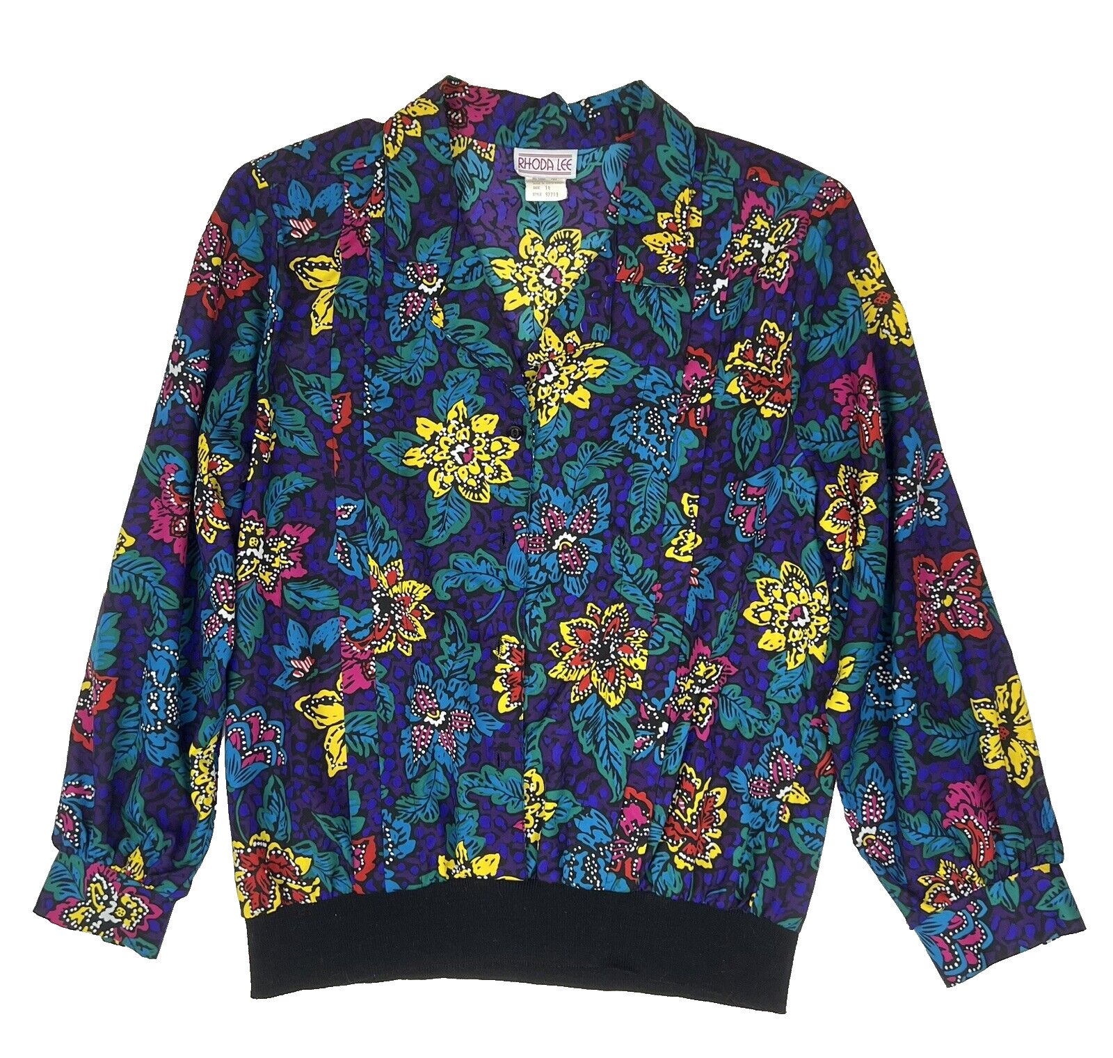 VTG 80’s 90’s Rhoda Lee Women’s Blouse 14 Button Down Bright Floral Maximalist