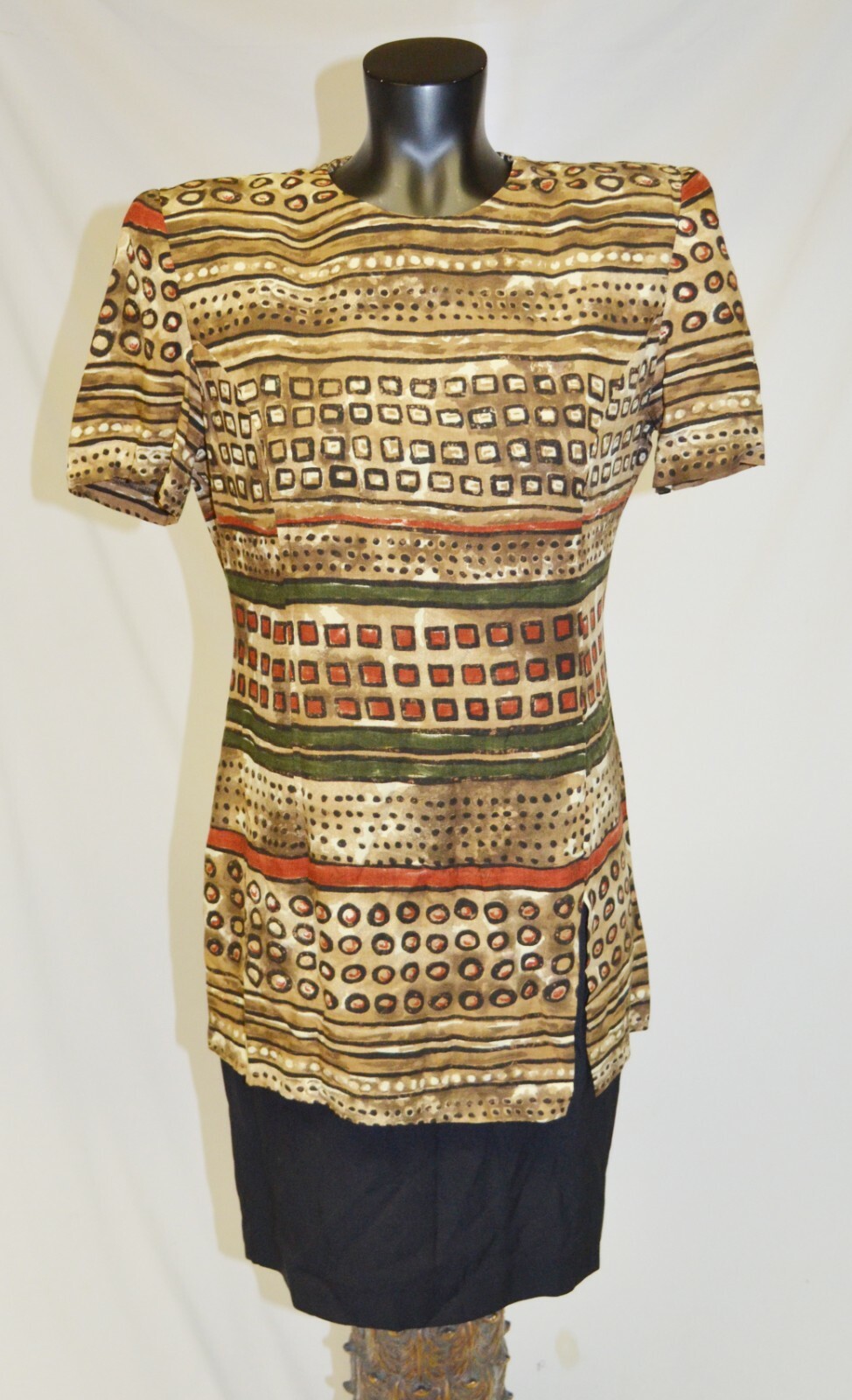 K.C. Spencer Vintage 80s Tribal Print USA Made Secretary Dress sz 6