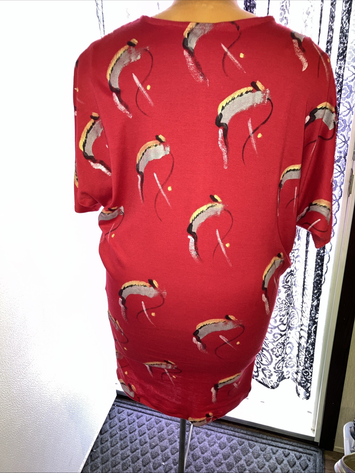 COSTUME Vintage 80s Red Batwing Dress Dolman Sleeve Drop Waist Pencil Skirt Size