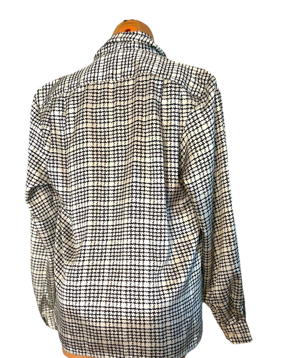 Vtg 90’s Oscar De La Renta Collectibles Black & White Houndstooth Blouse Sz 6