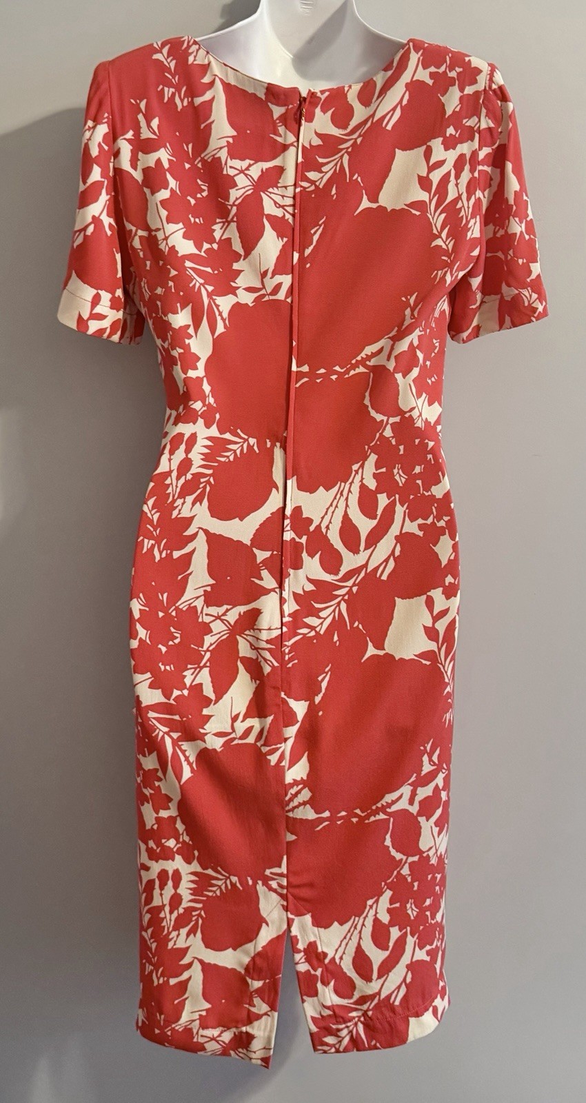 Vintage MIMMINA Dress Sz M (42) Italy Coral Floral Short Sleeve Colorful 1980s