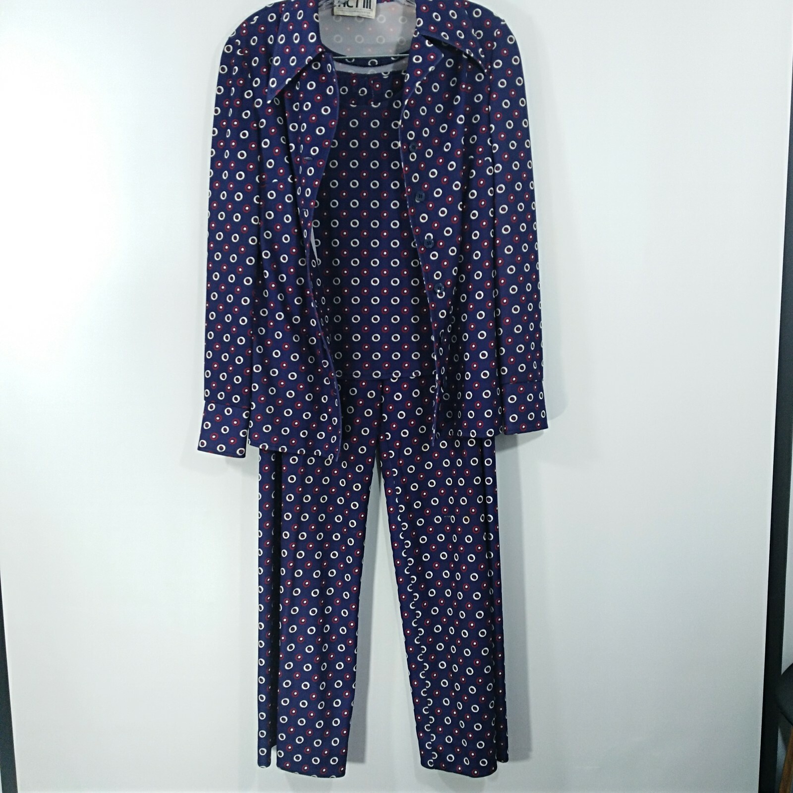 ACT III Vintage 3 Piece 70s Womans Red White Blue Pantsuit Outfit Size 10 Union