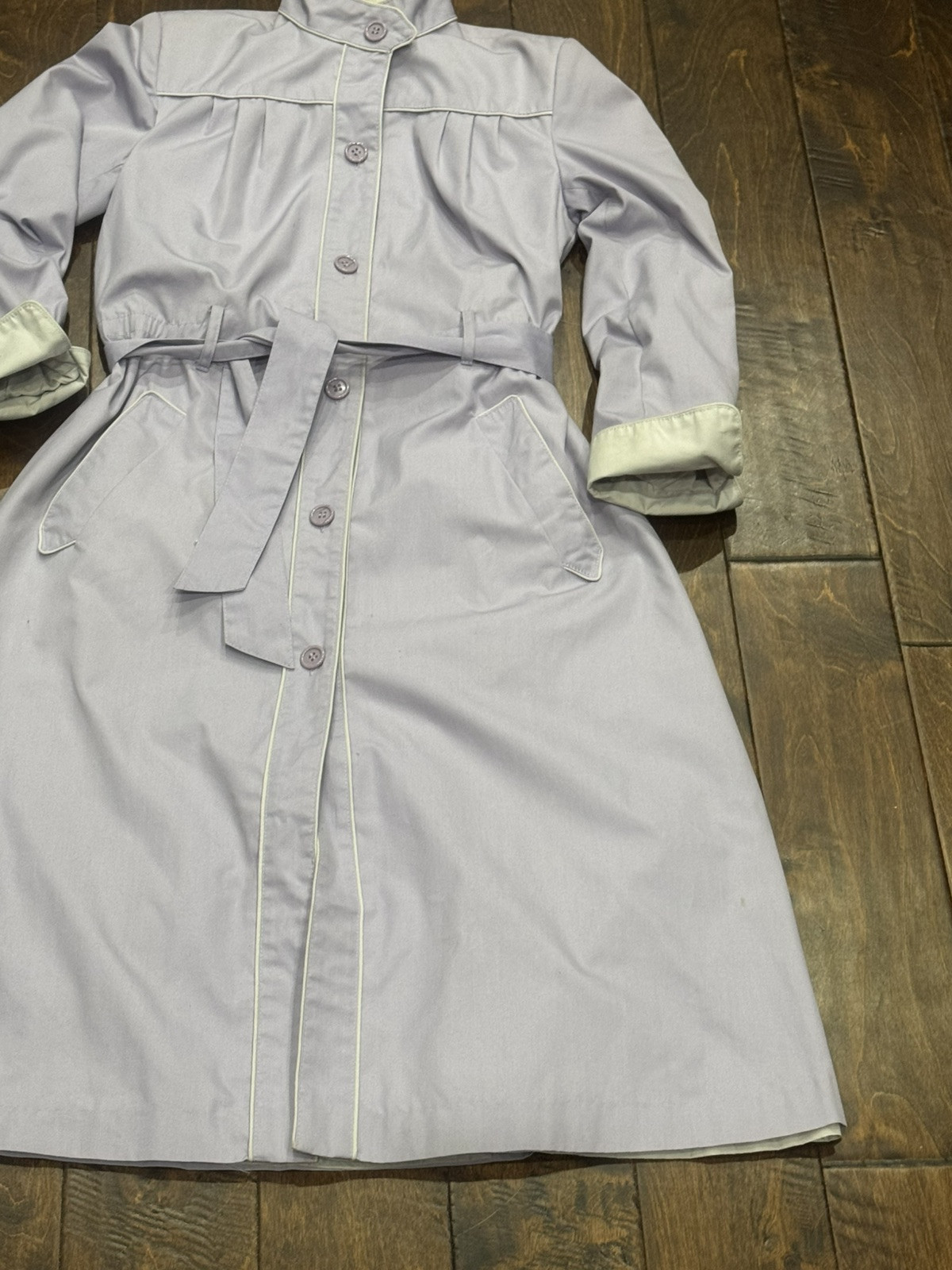 Vintage Foxland By Landon Light Purple Belted Trench Coat Size Small/ Medium