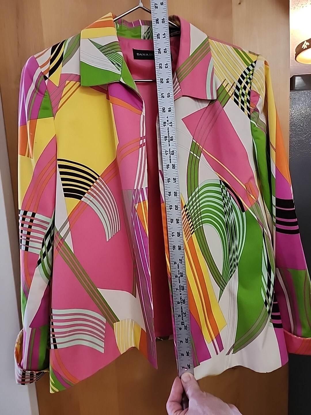 VTG Dana Buchman Blazer Sz10 Women’s Multi Color Coat Jacket Pink Lined Retro
