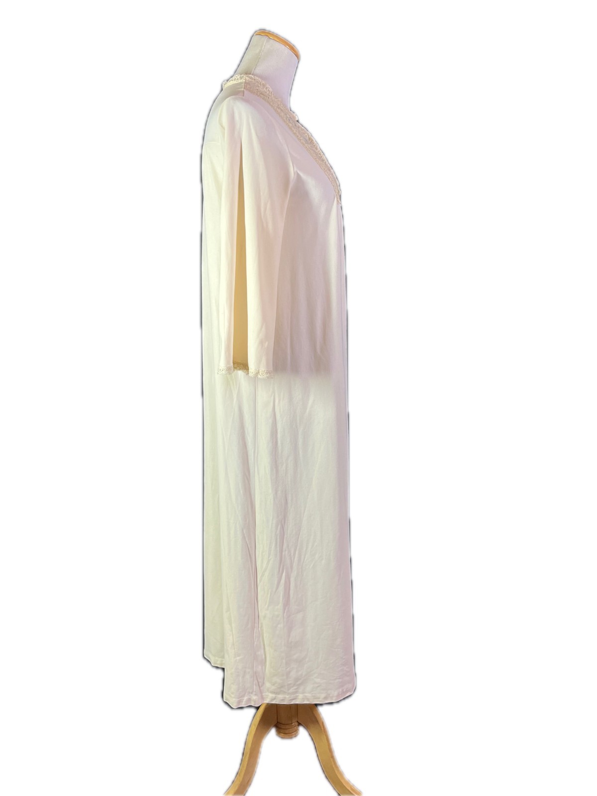 Vintage 70s Sears Size 32/34 Nightgown 3/4 Sleeves Lace Floral Neckline