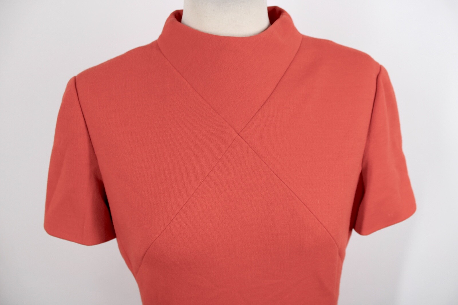 Vtg 60s Charles Cooper Thoroughbred 16 Orange Wool Short Sleeve Dress Silk Lined