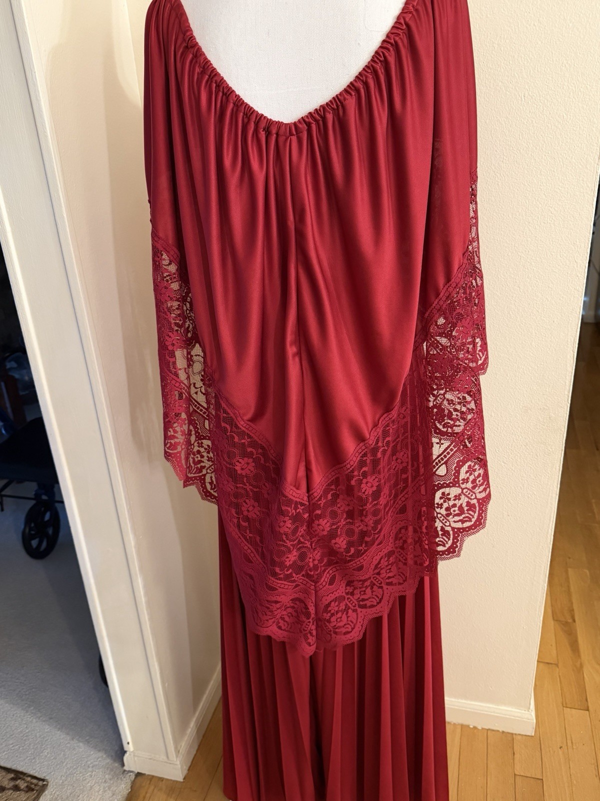 Vintage Size 12 Long Burgandy Evening Gown