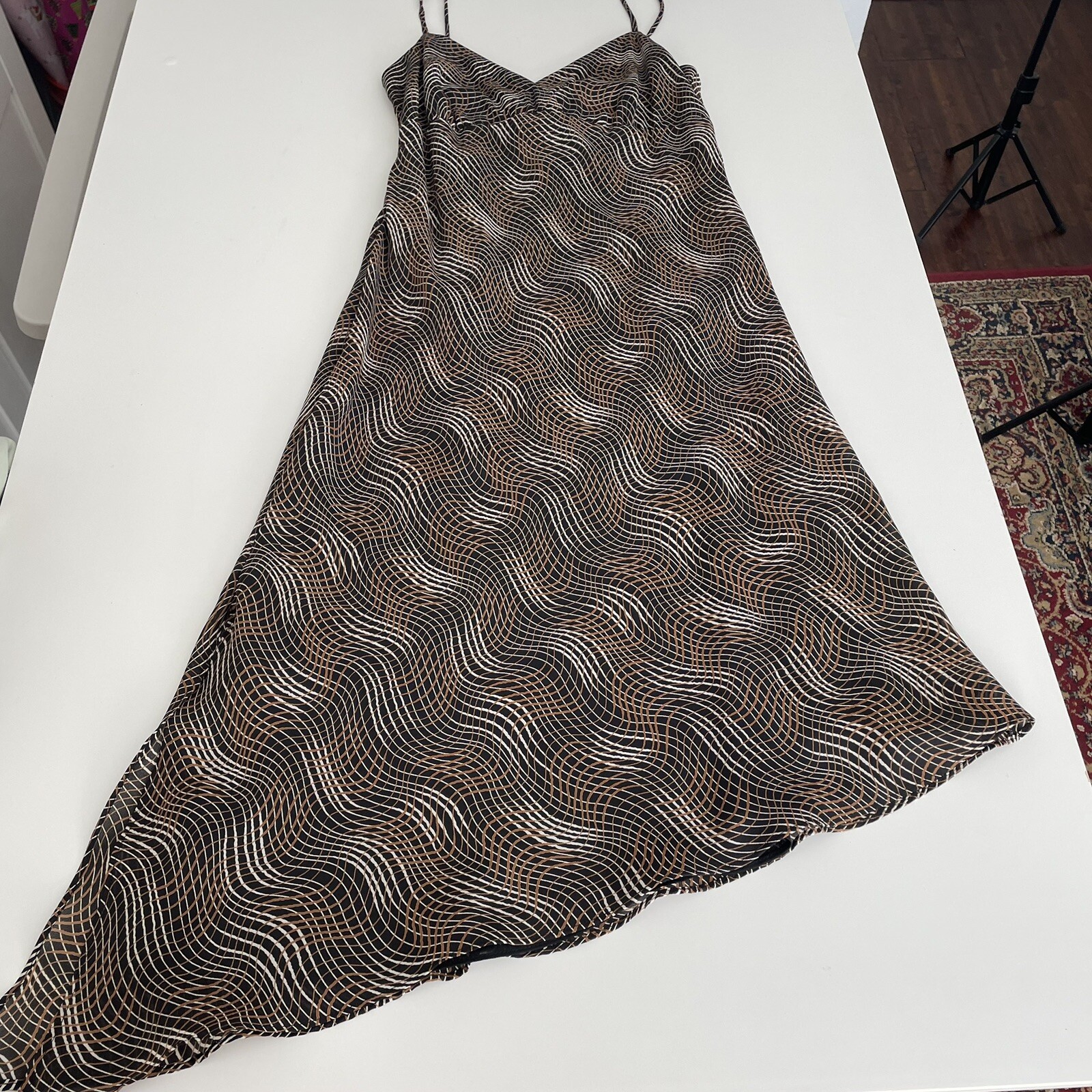 Vintage 90’s Y2K Brown Whimsigoth Fairy Grunge Asymmetrical Hem Slip Dress Sz 4
