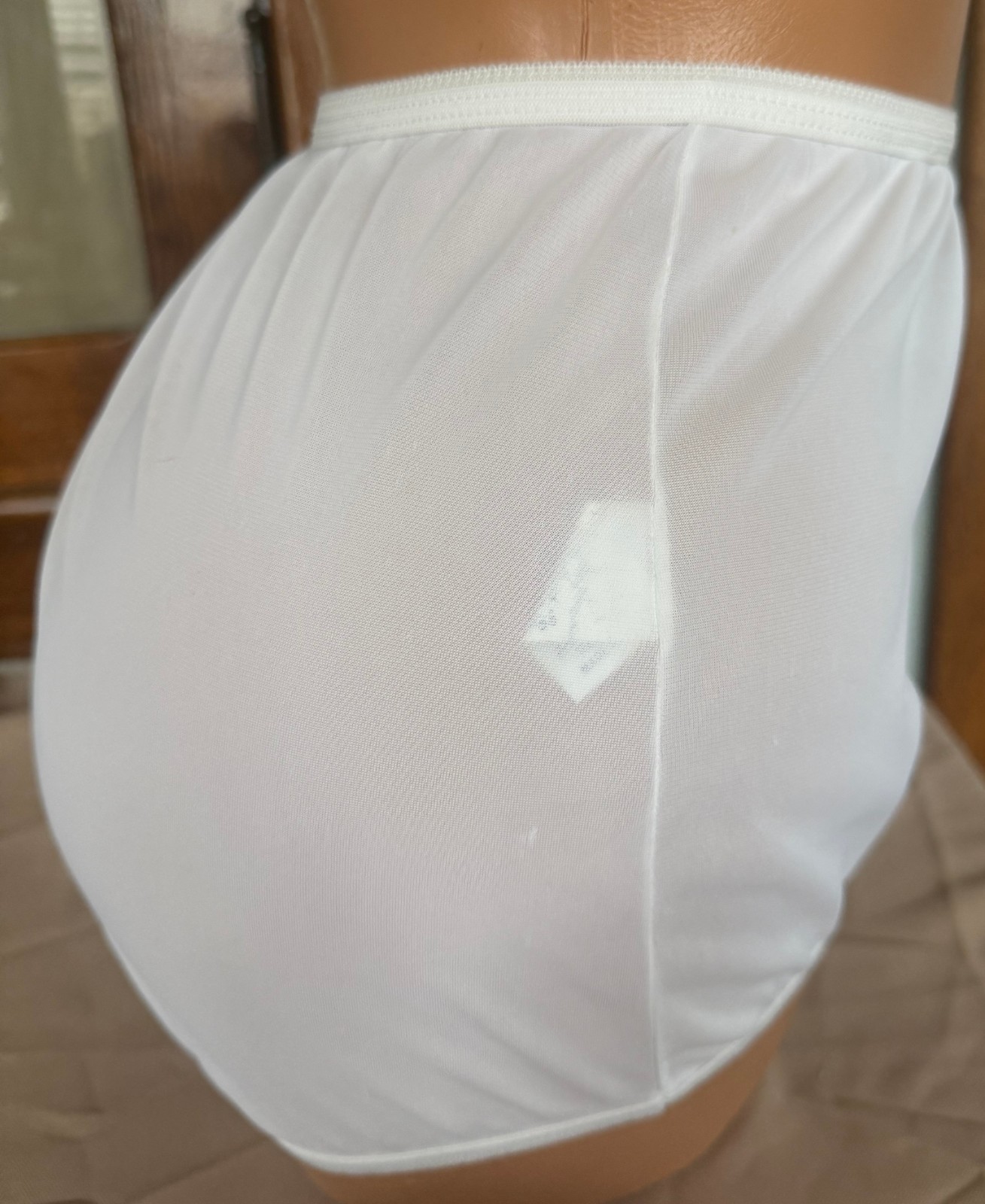 Vintage Dixie Belle White Sheer Nylon Hi-Waist Sissy Granny Panties Briefs 10