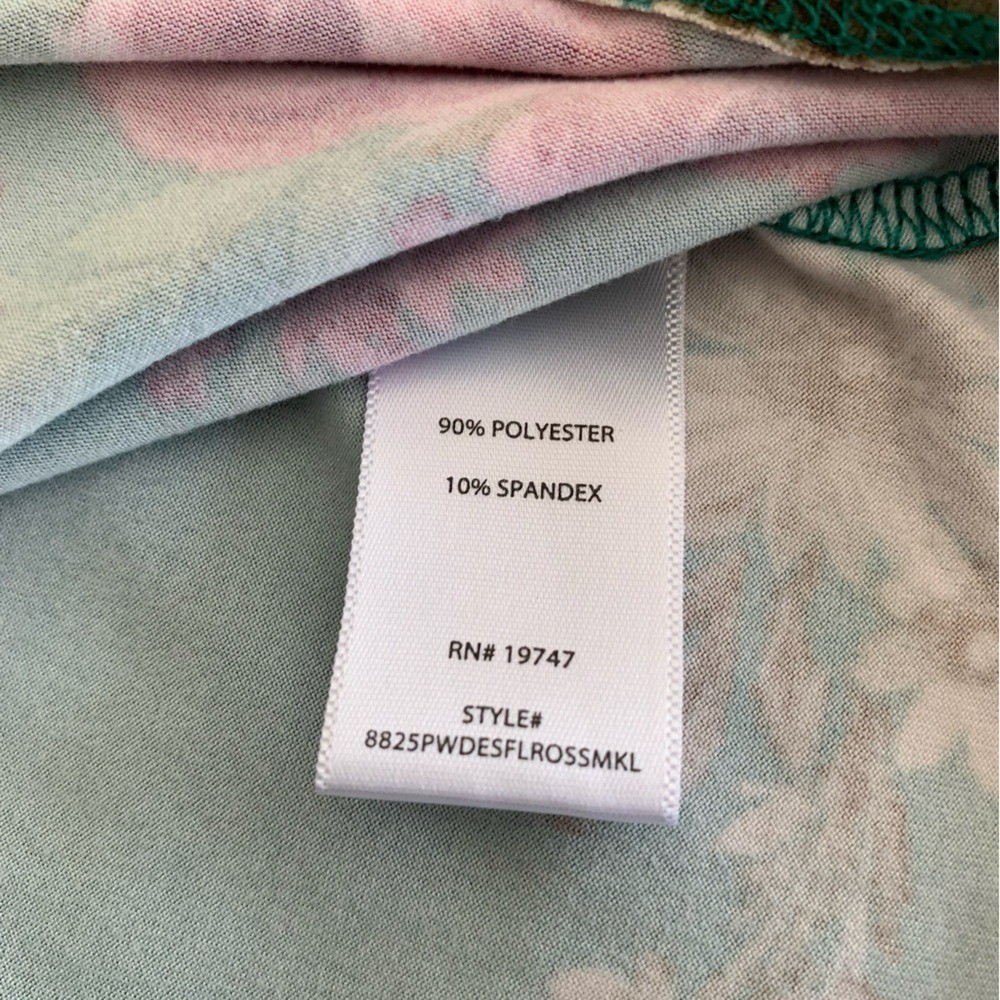 The Pioneer Woman Green Floral V-Neck Long Sleeve Top Large Stretch Lightweight