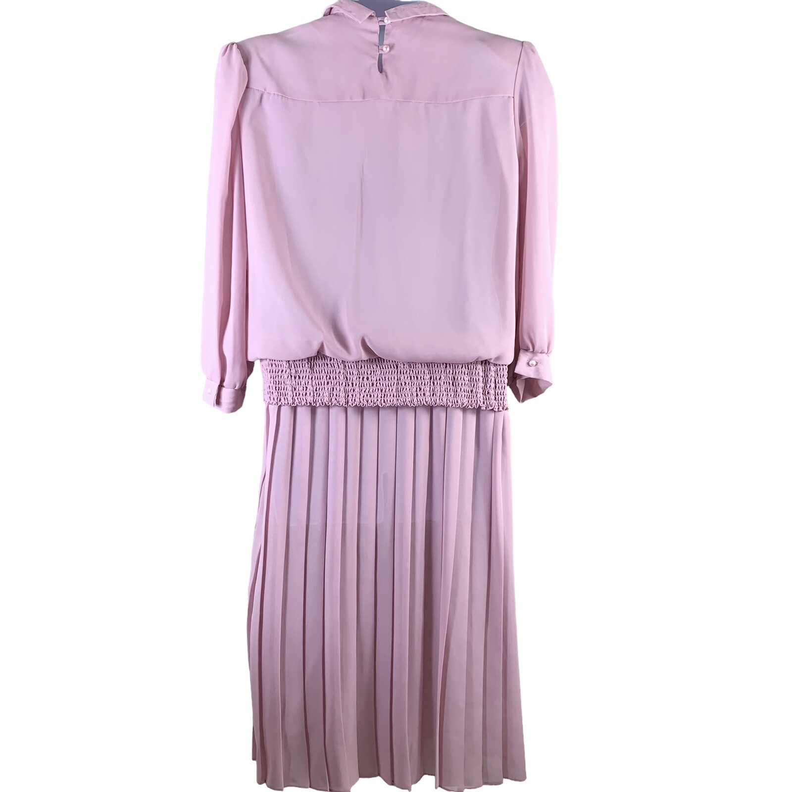 Vintage Dress Size 16 Carriage Court Light Pink Shoulder Pads Long Sleeve 80s